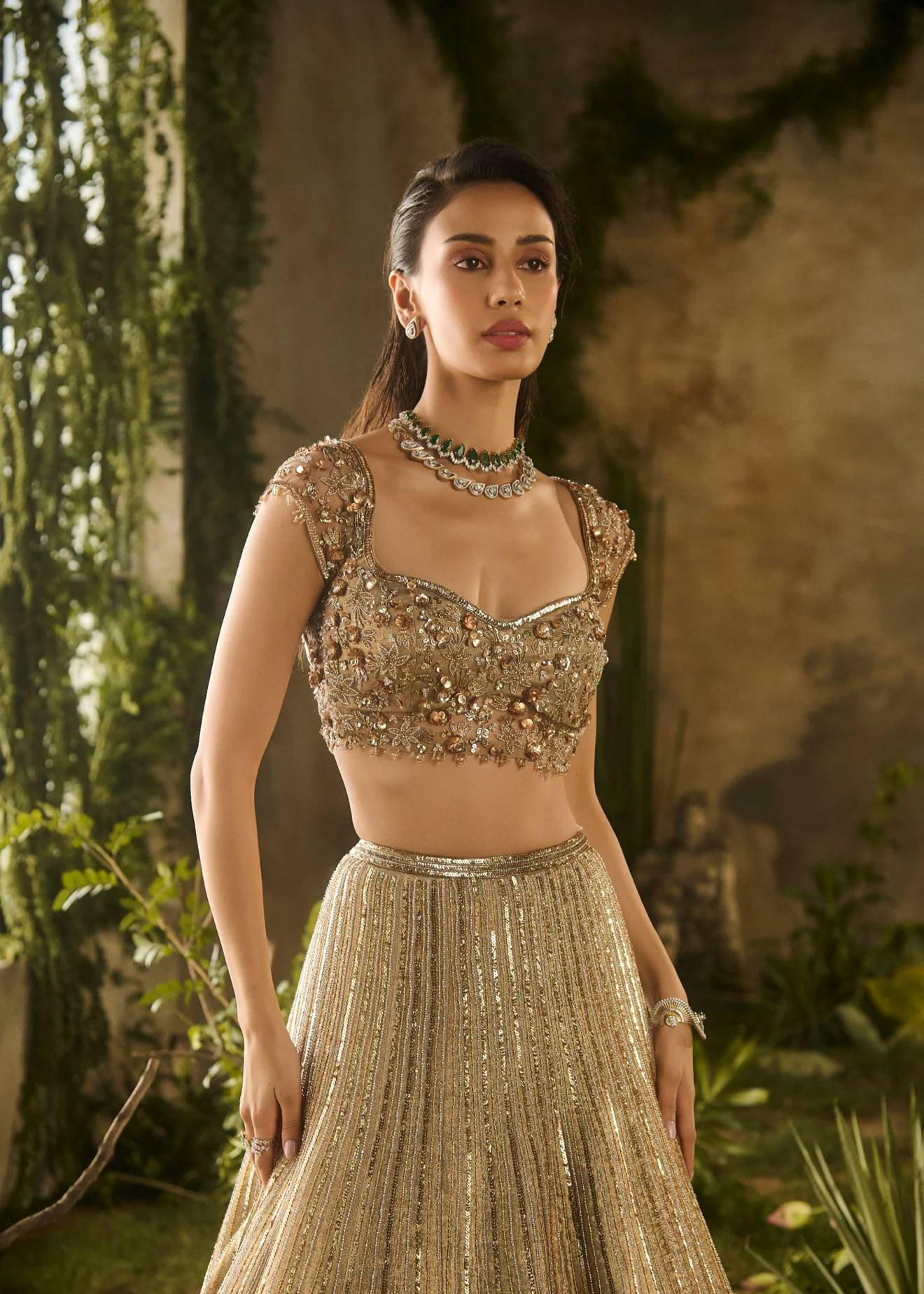 Gold Sequin Lehenga Set Image - 1
