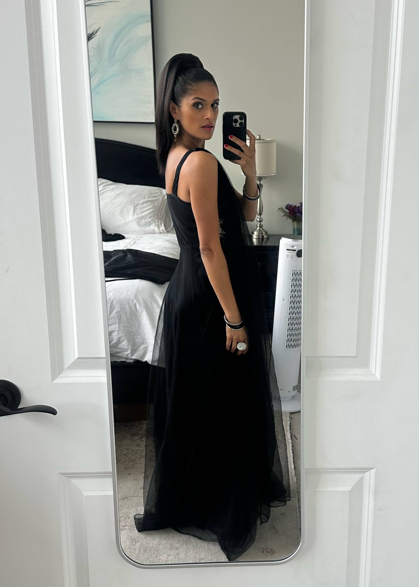 Black Embellished Anarkali Gown Image - 2