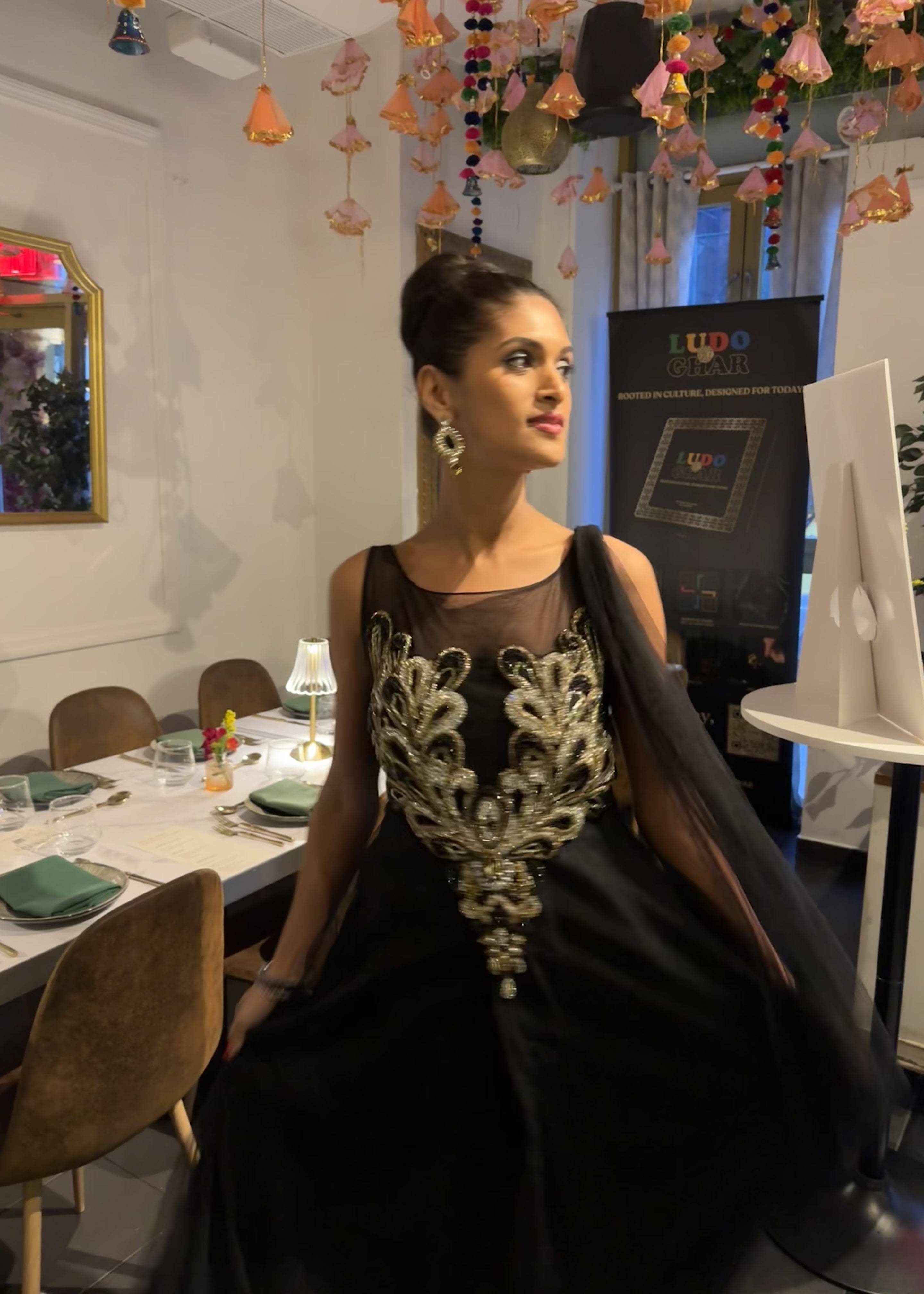 Black Embellished Anarkali Gown Image - 3
