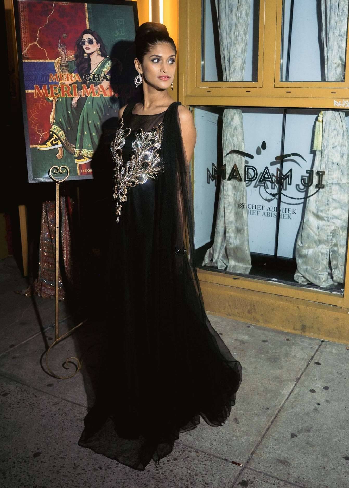 Black Embellished Anarkali Gown Image - 0