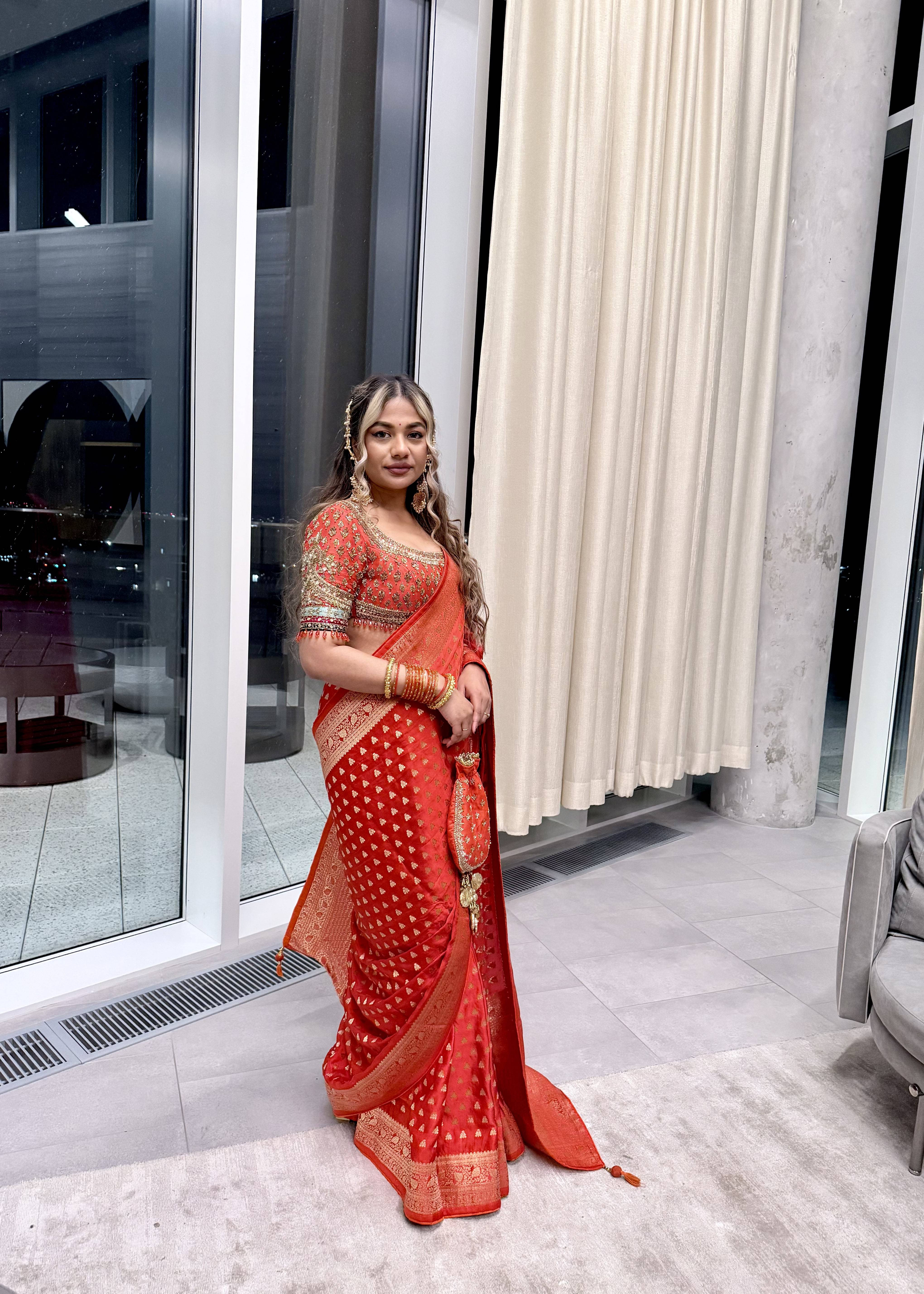 Red and Gold Zari Sari Image - 1