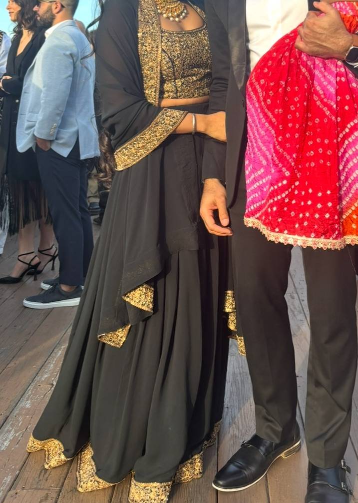 Black and Gold Zari Lehenga Set Image - 1