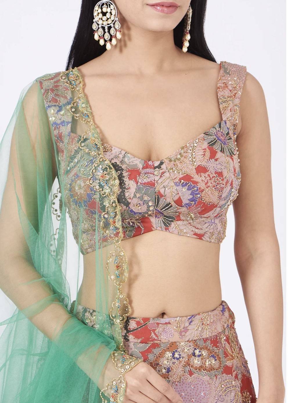 Multicolor Floral Embellished Lehenga Image - 3