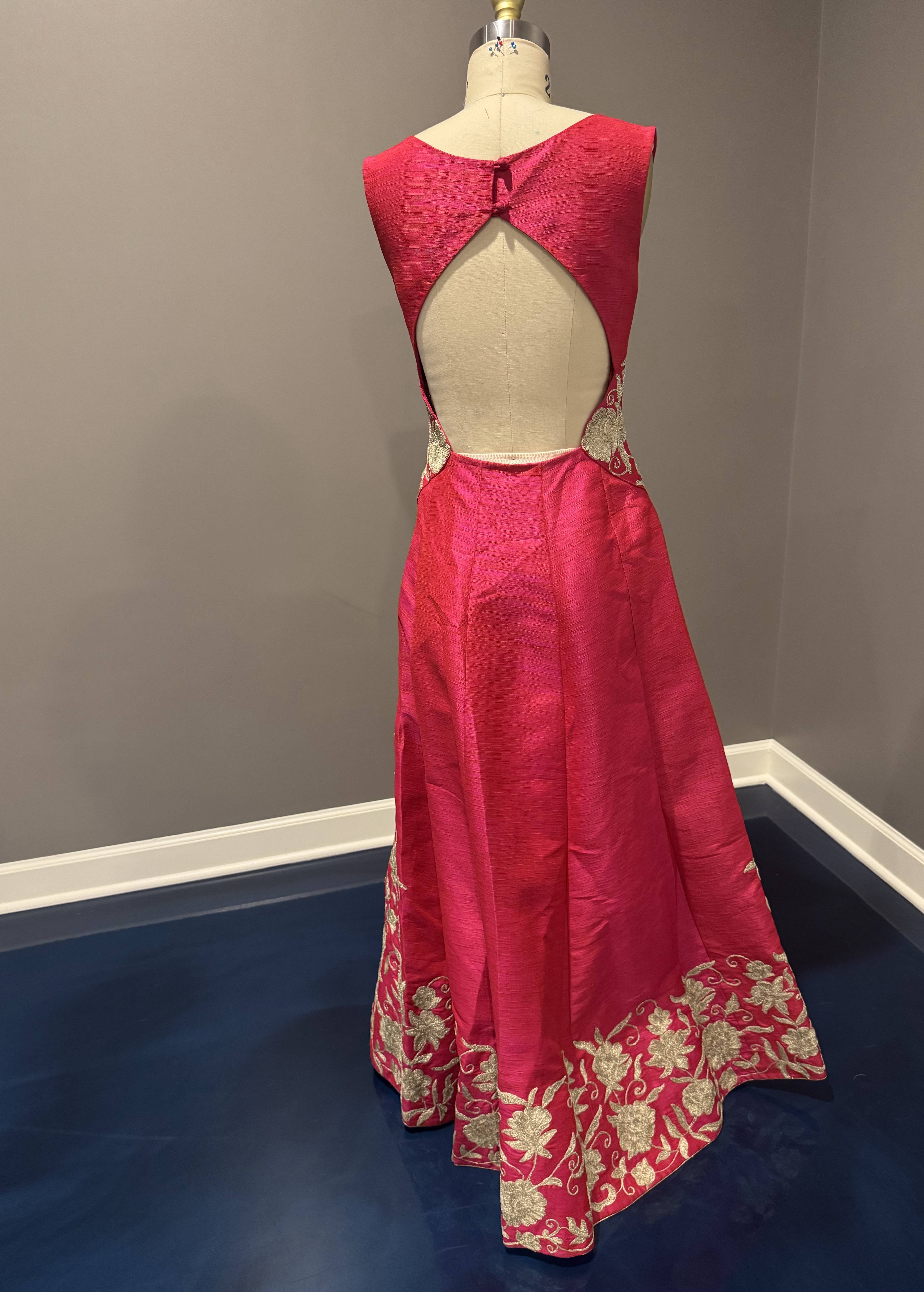 Rani Pink Gold Embroidered Gown Image - 1