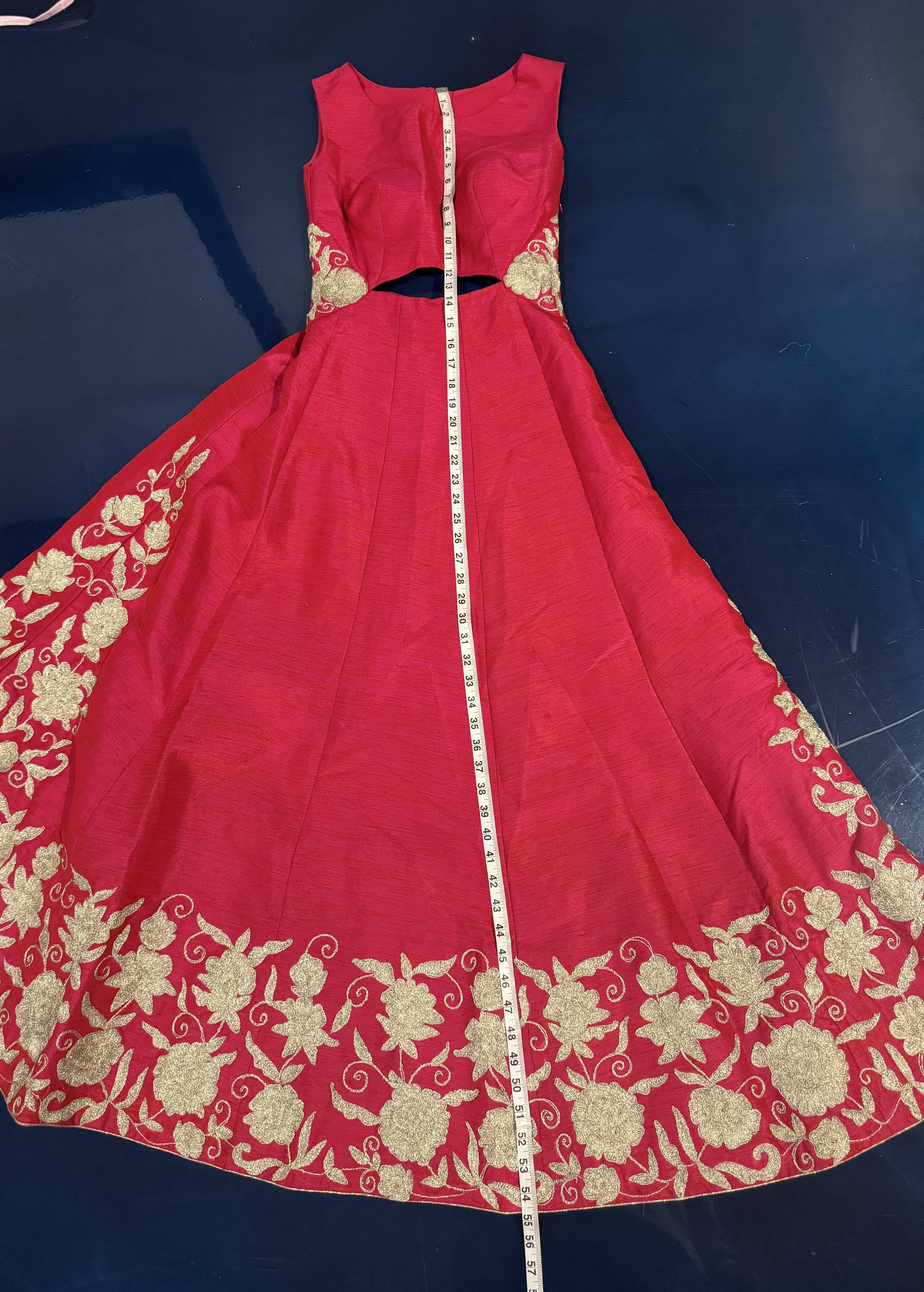 Rani Pink Gold Embroidered Gown Image - 5