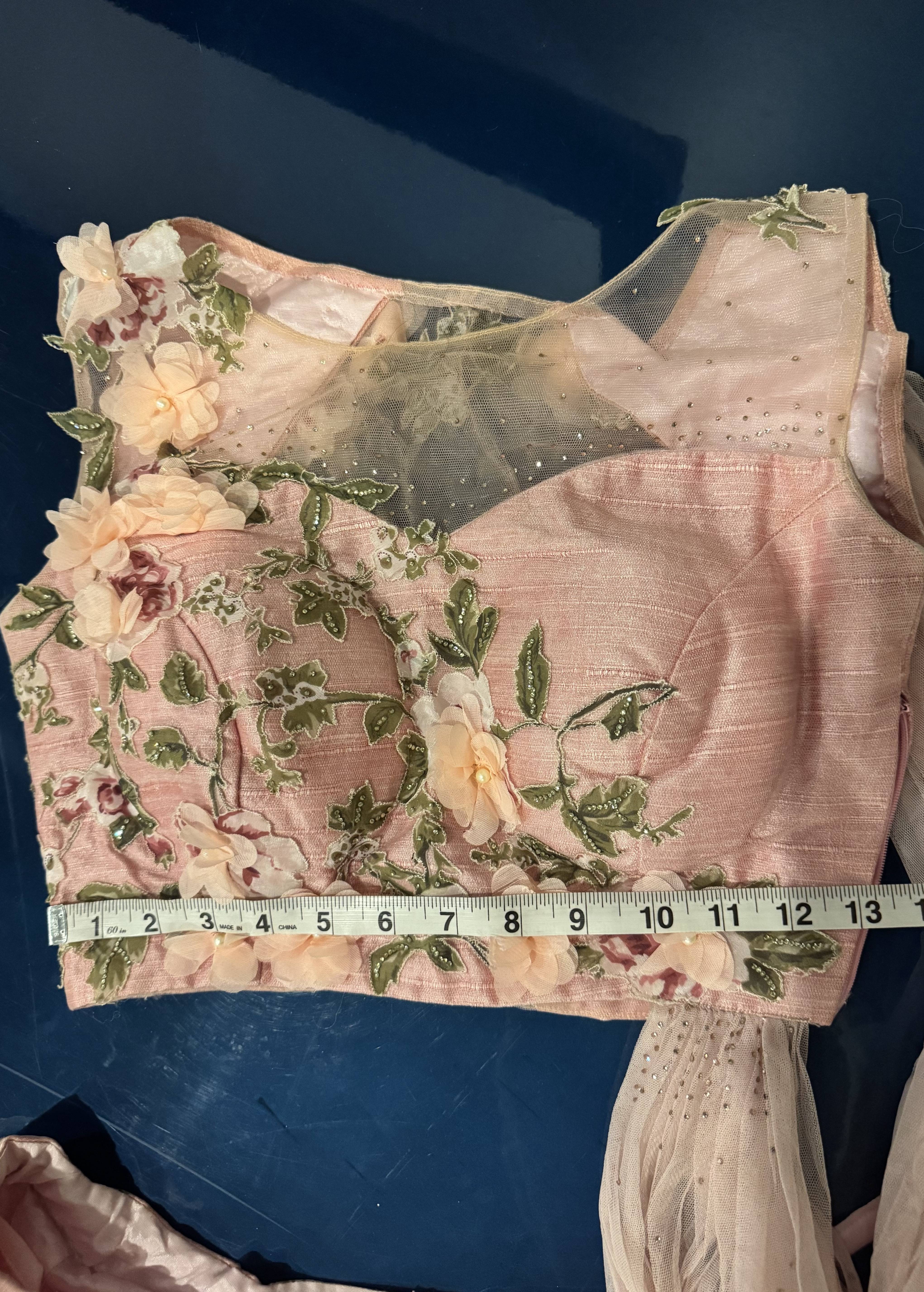 Pink Floral Appliqué Lehenga Set Image - 2