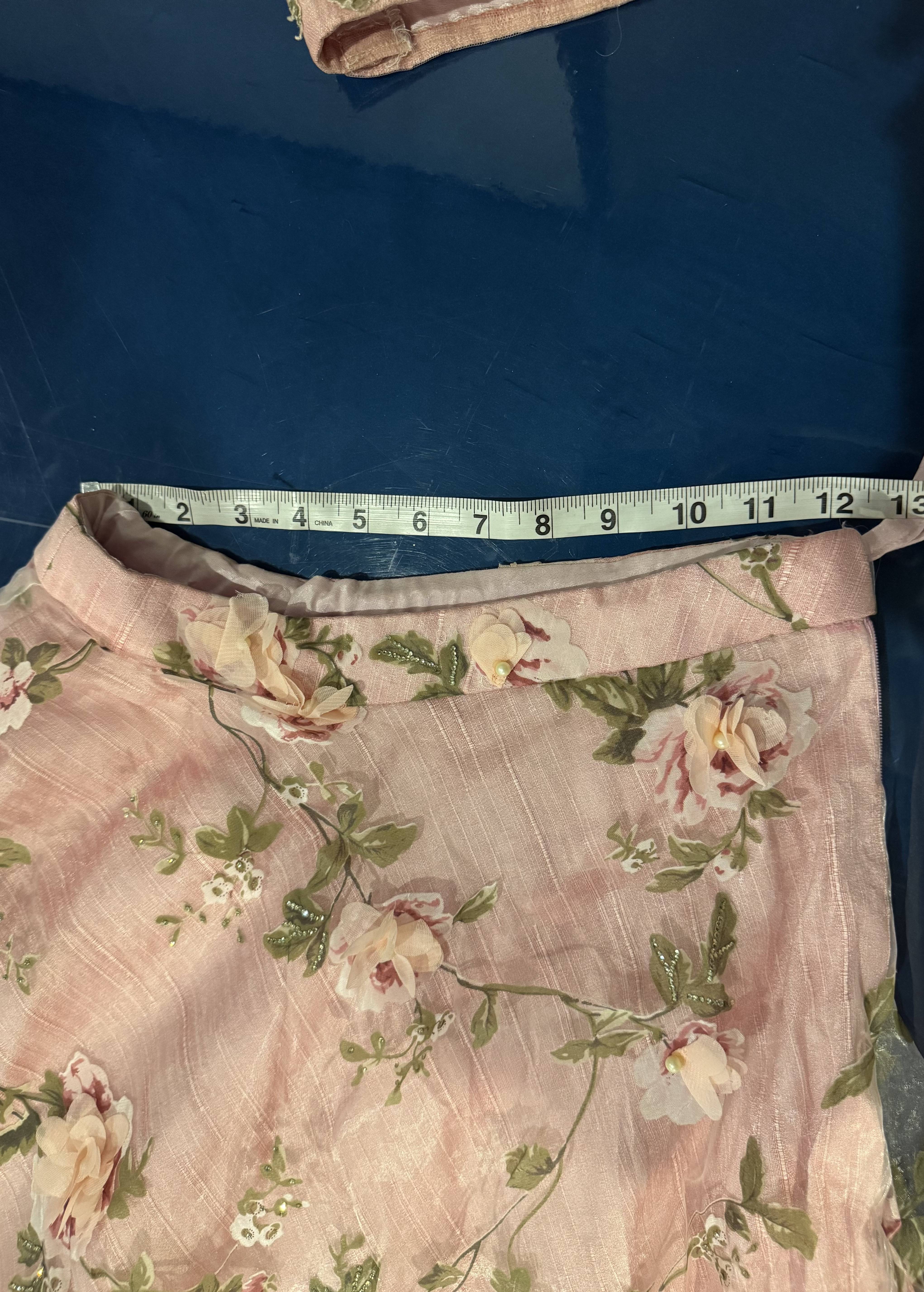 Pink Floral Appliqué Lehenga Set Image - 4