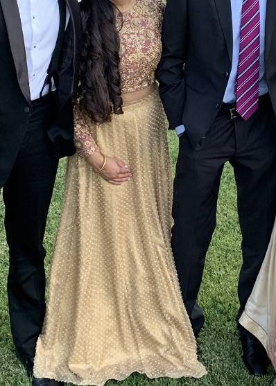 Gold and Maroon Embroidered Lehenga Set Image - 1