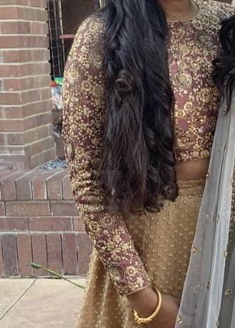 Gold and Maroon Embroidered Lehenga Set Image - 2