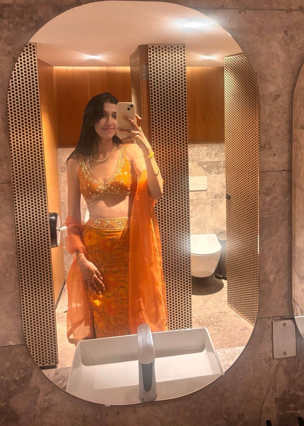 Saffron Orange Mirror Work Co-Ord Set Image - 1