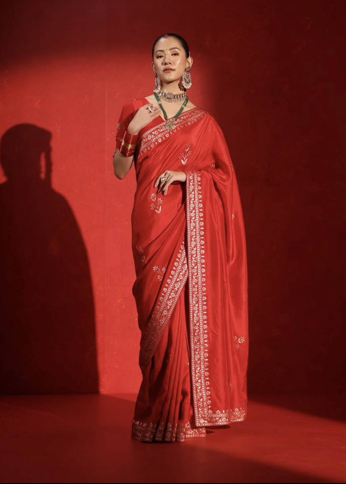 Red Zari Border Sari Image - 0