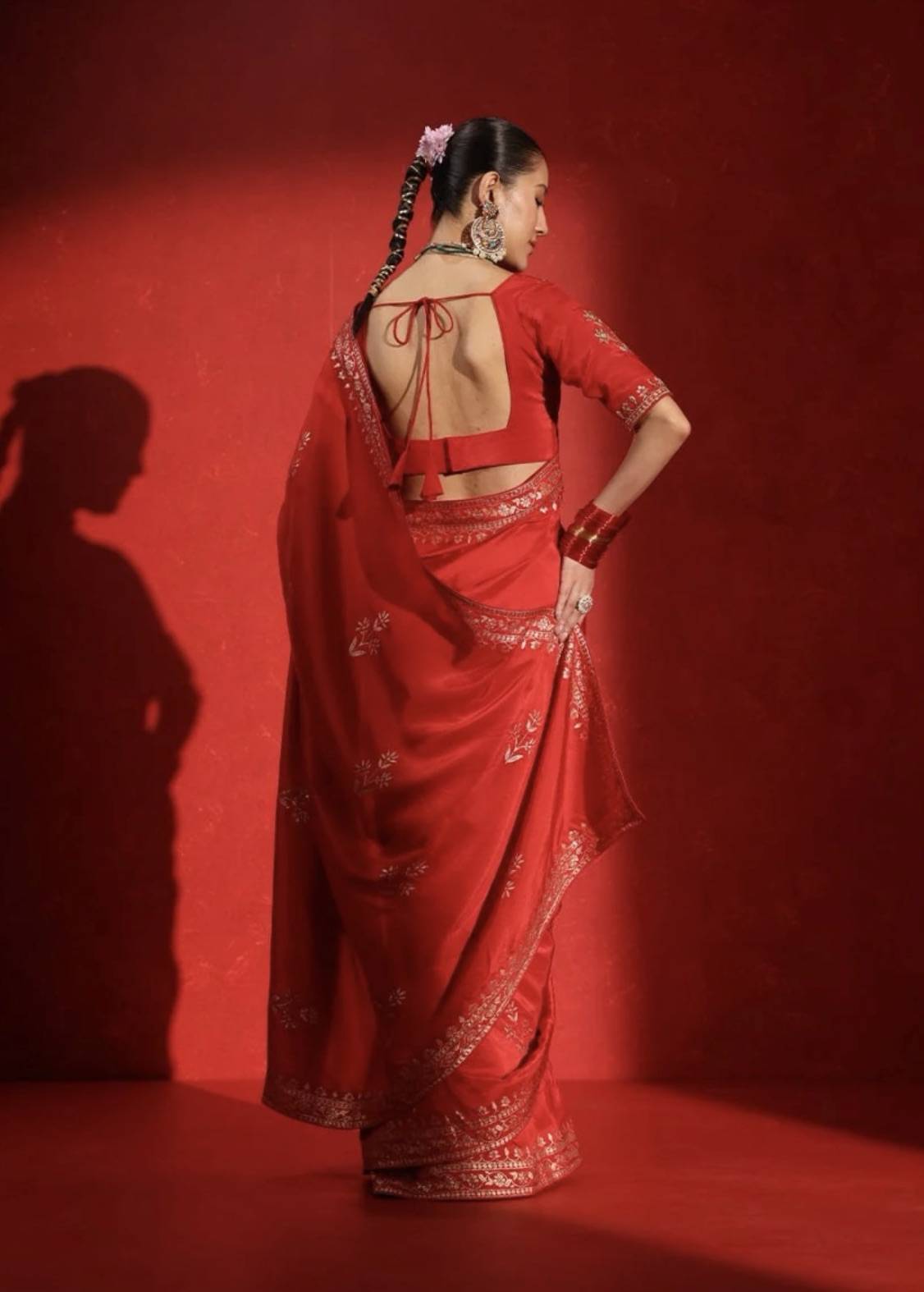 Red Zari Border Sari Image - 2