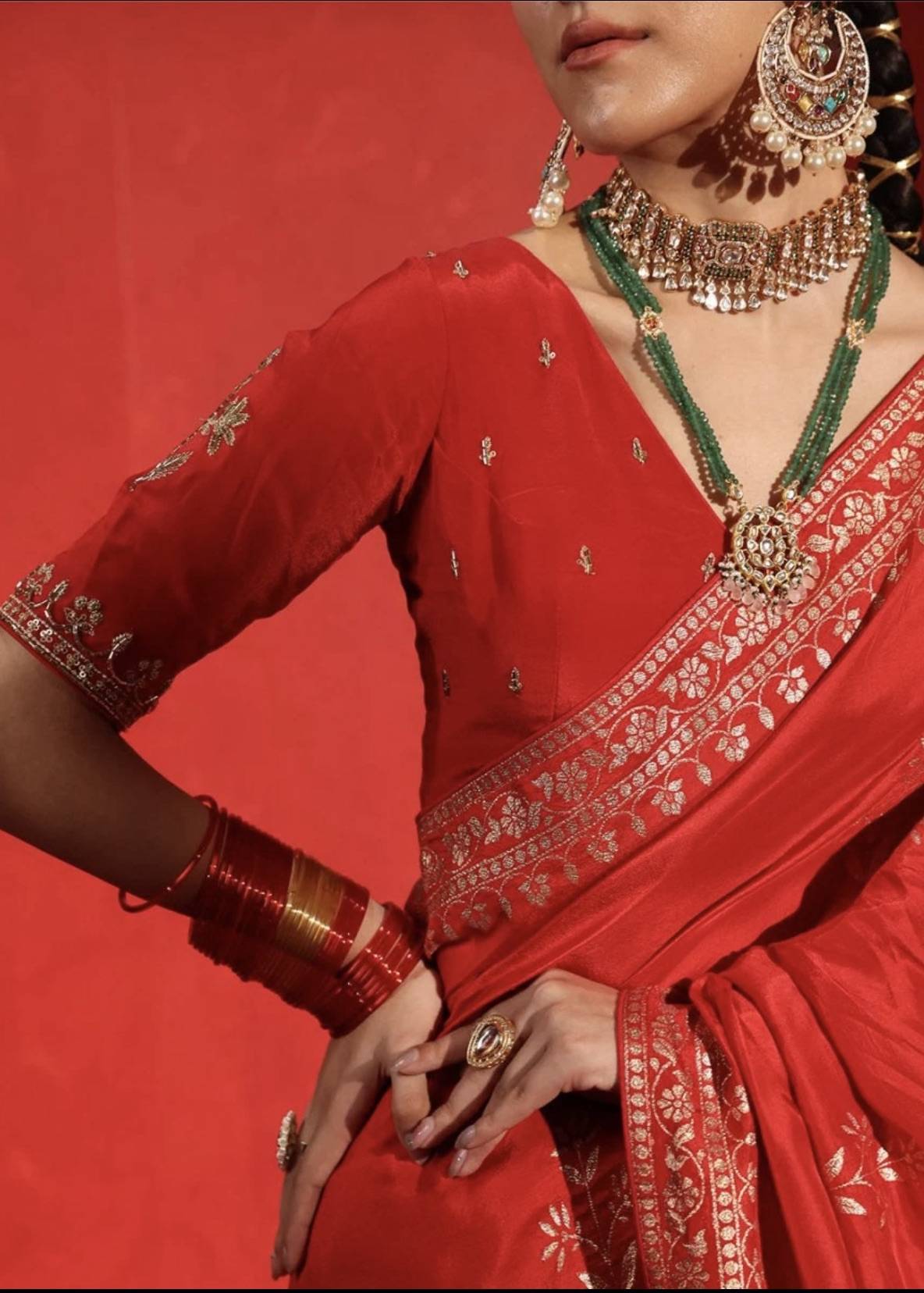 Red Zari Border Sari Image - 1