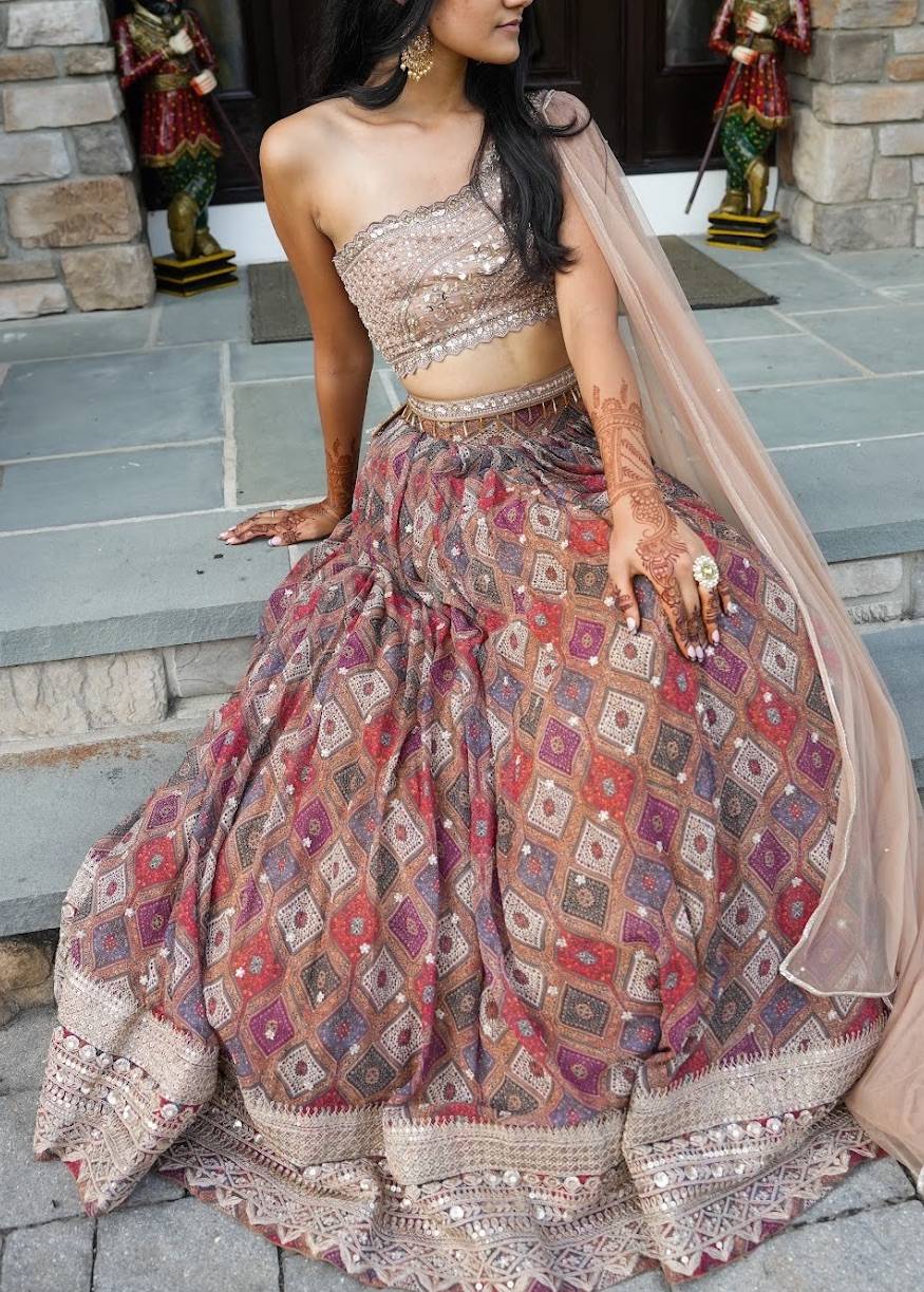 Multicolor Geometric Print Lehenga Set Image - 1