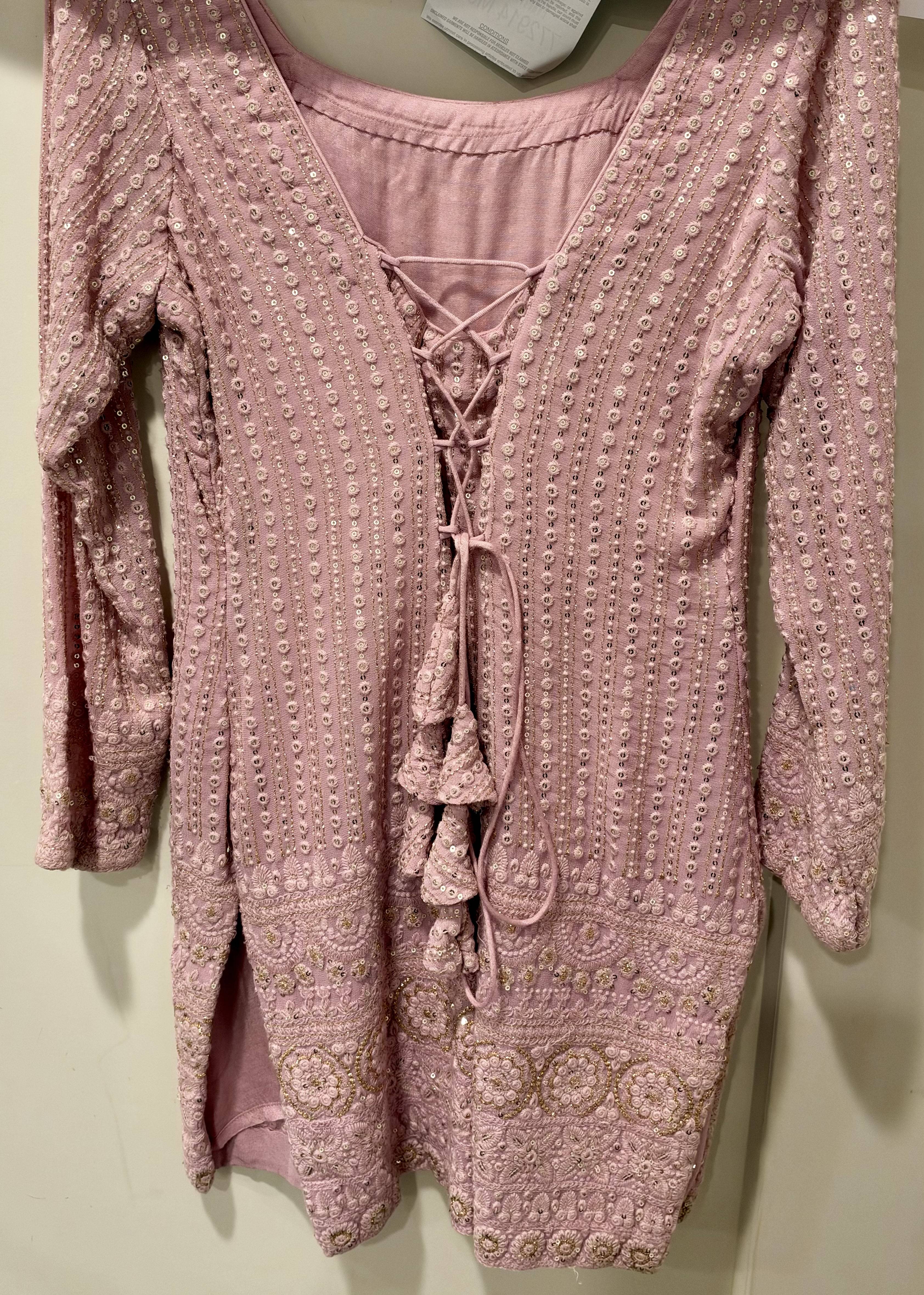 Dusty Pink Chikankari Gharara Set Image - 3