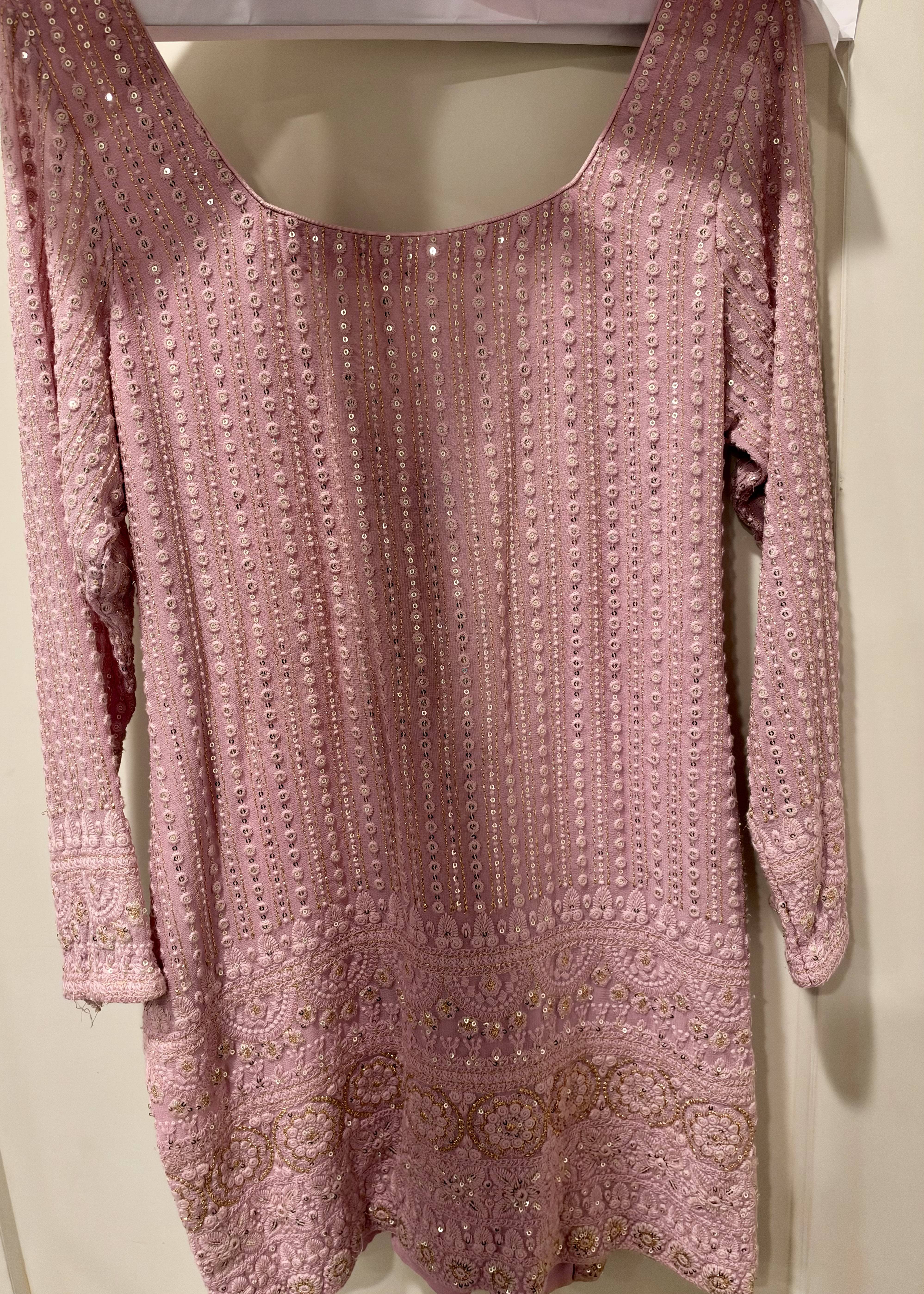 Dusty Pink Chikankari Gharara Set Image - 1