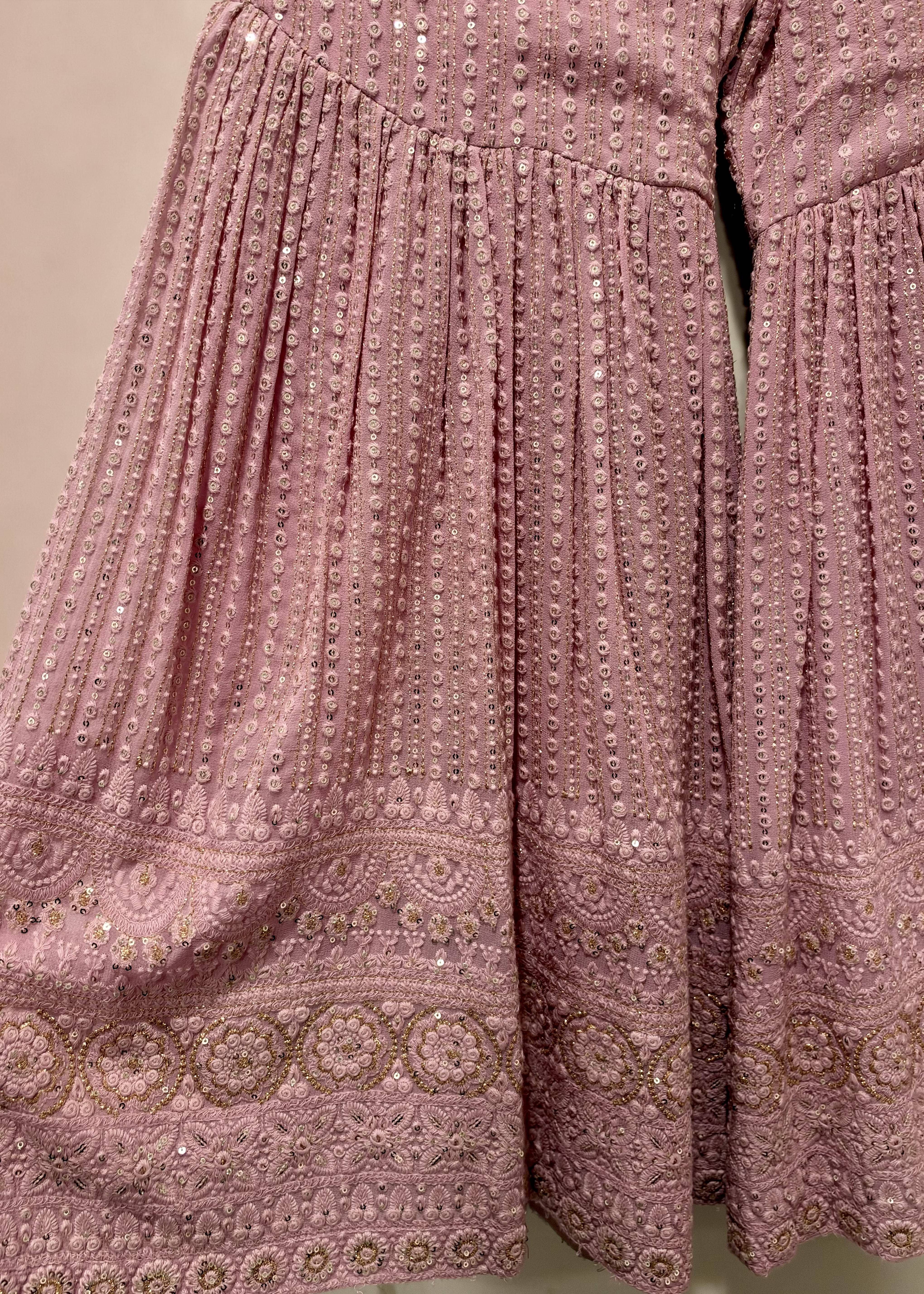 Dusty Pink Chikankari Gharara Set Image - 4
