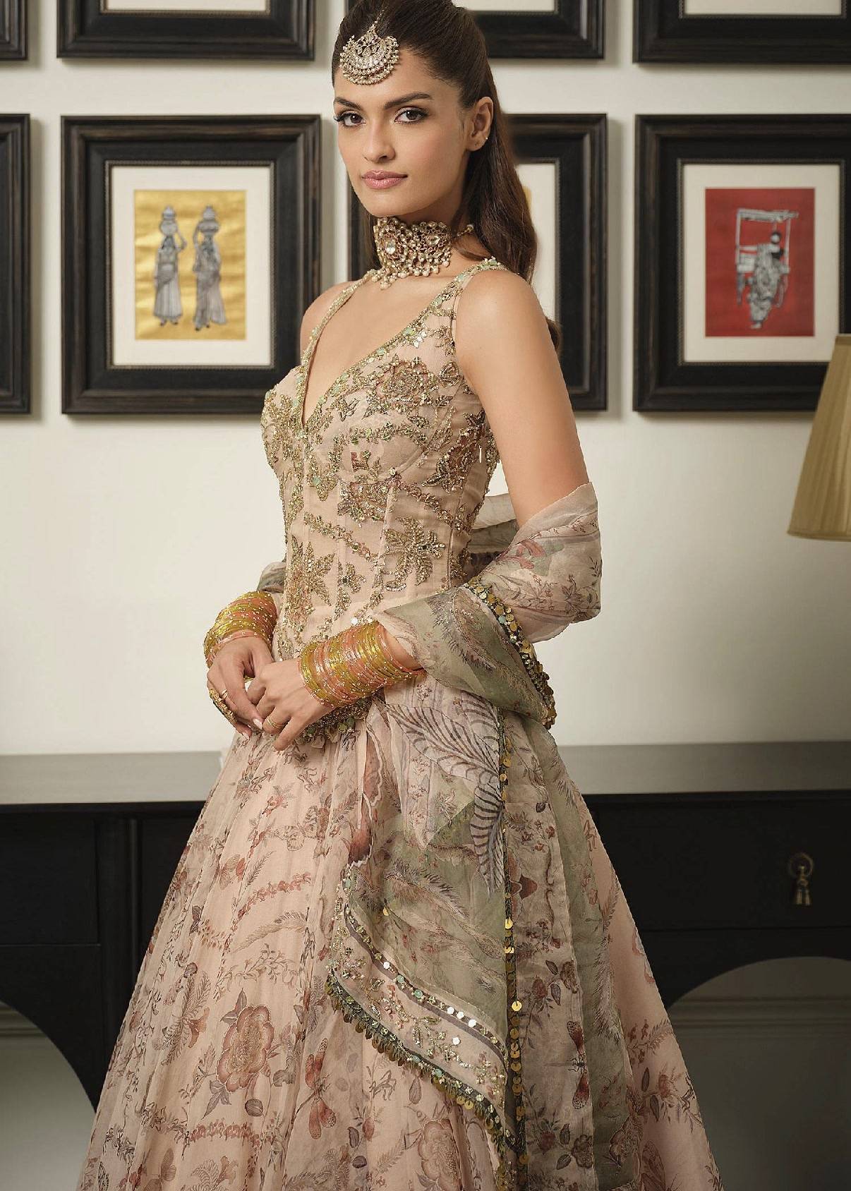 Blush Floral Printed Anarkali Image - 3