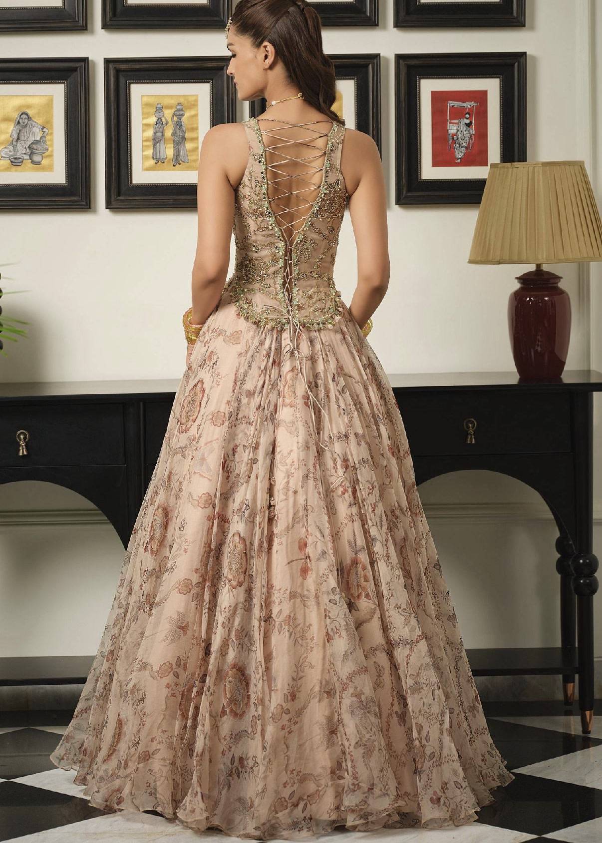 Blush Floral Printed Anarkali Image - 1