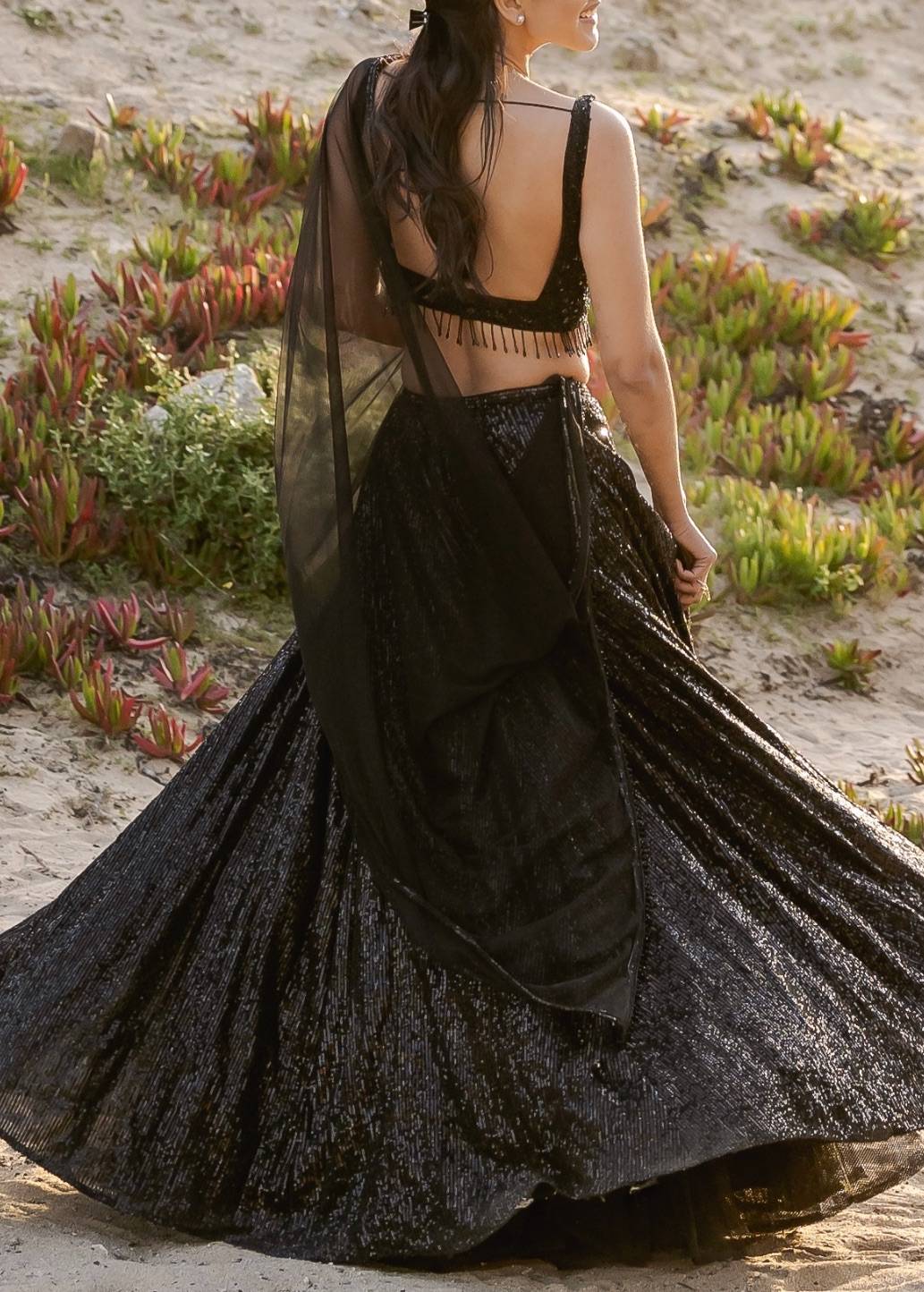Black Sequin Lehenga Set Image - 1