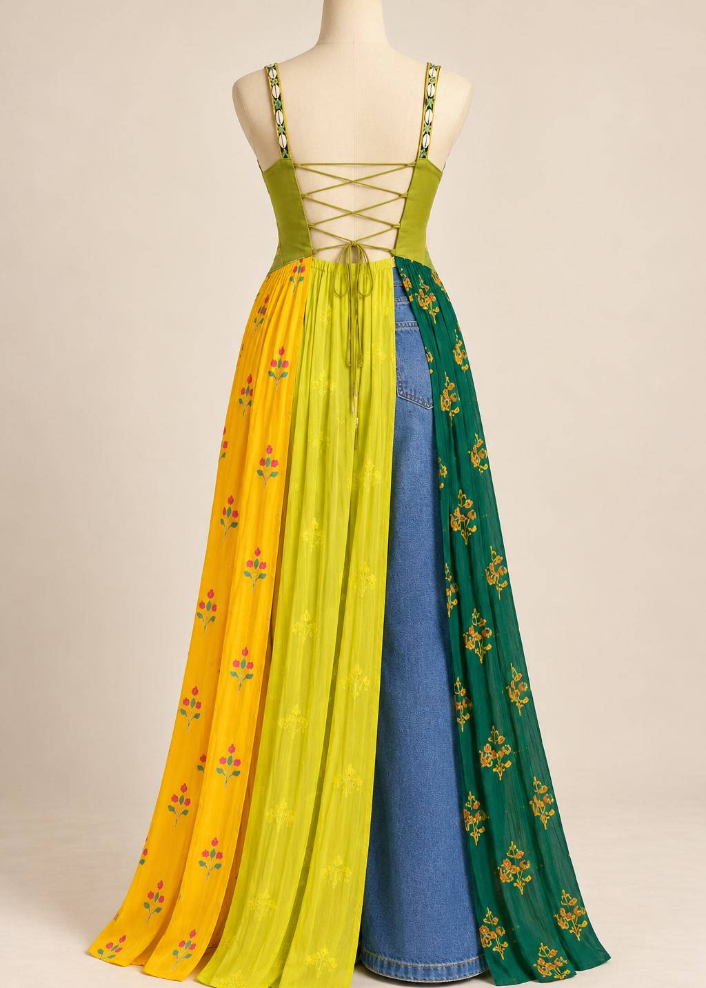 Multicolor Floral Embroidered Panel Kurta Image - 1