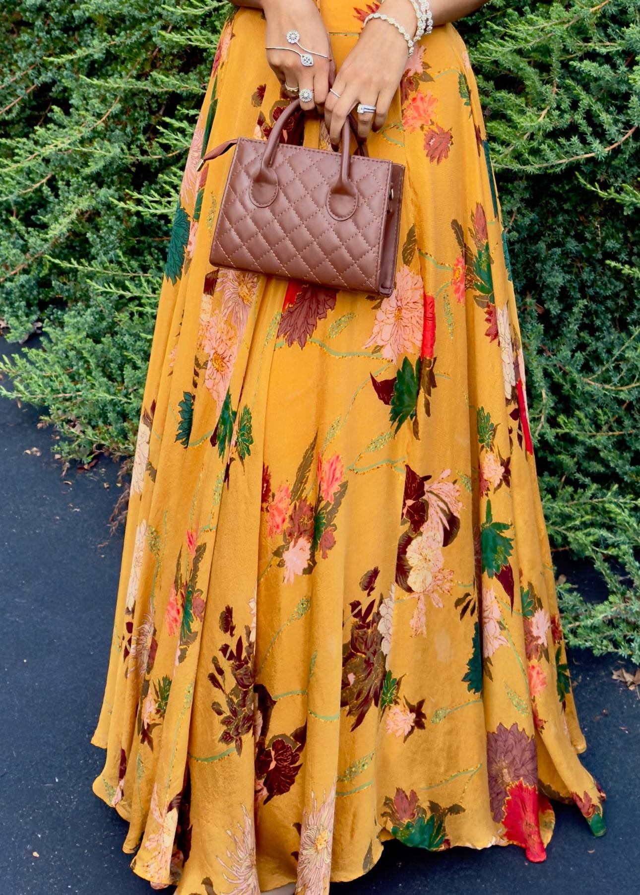 Mustard Yellow Floral Lehenga Set Image - 5