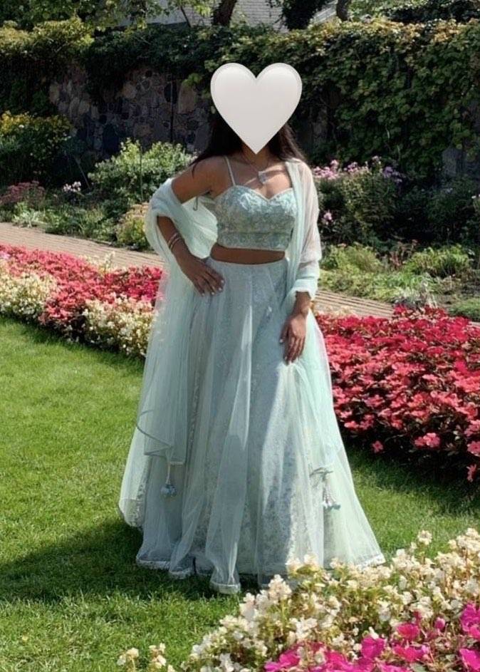 Mint Green Beaded Lehenga Set Image - 0