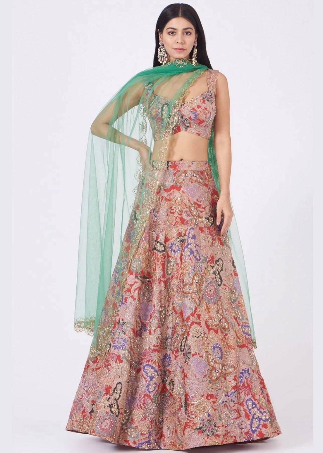Multicolor Floral Embellished Lehenga Image - 0