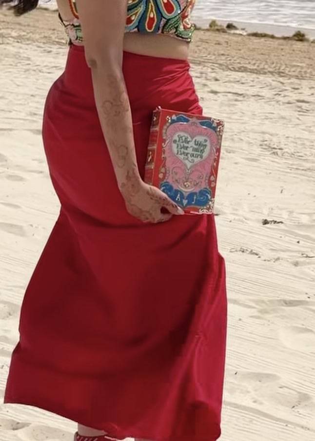 Red Embellished Draped Co-Ord Set Image - 4