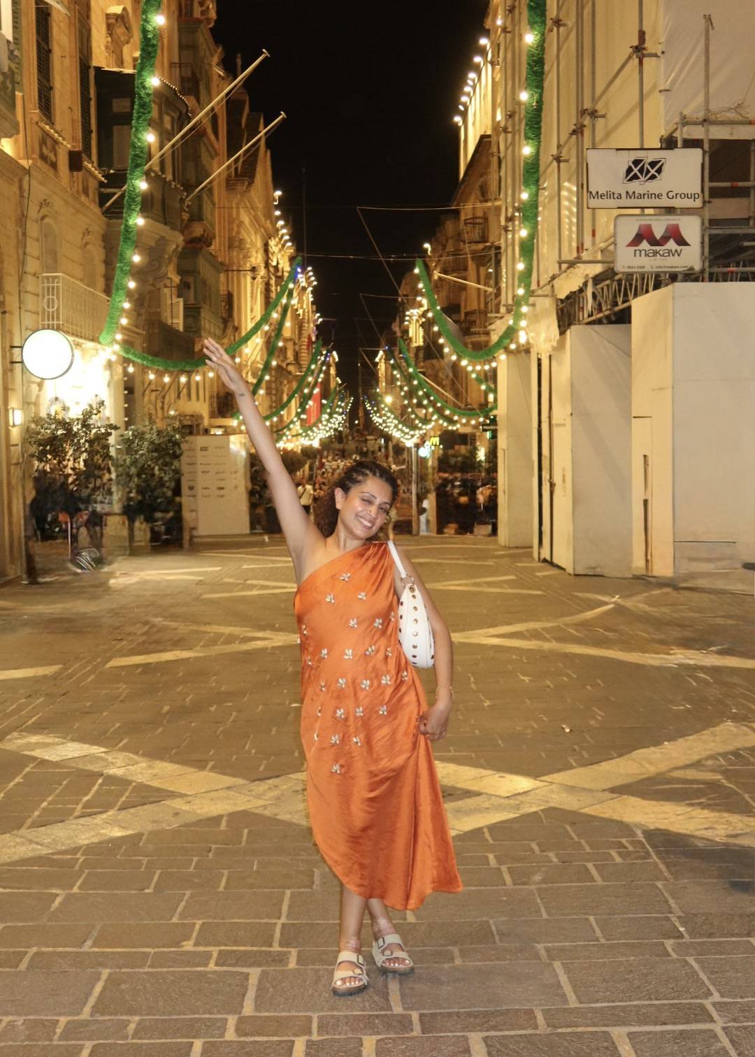Orange One Shoulder Embellished Dress Image - 2