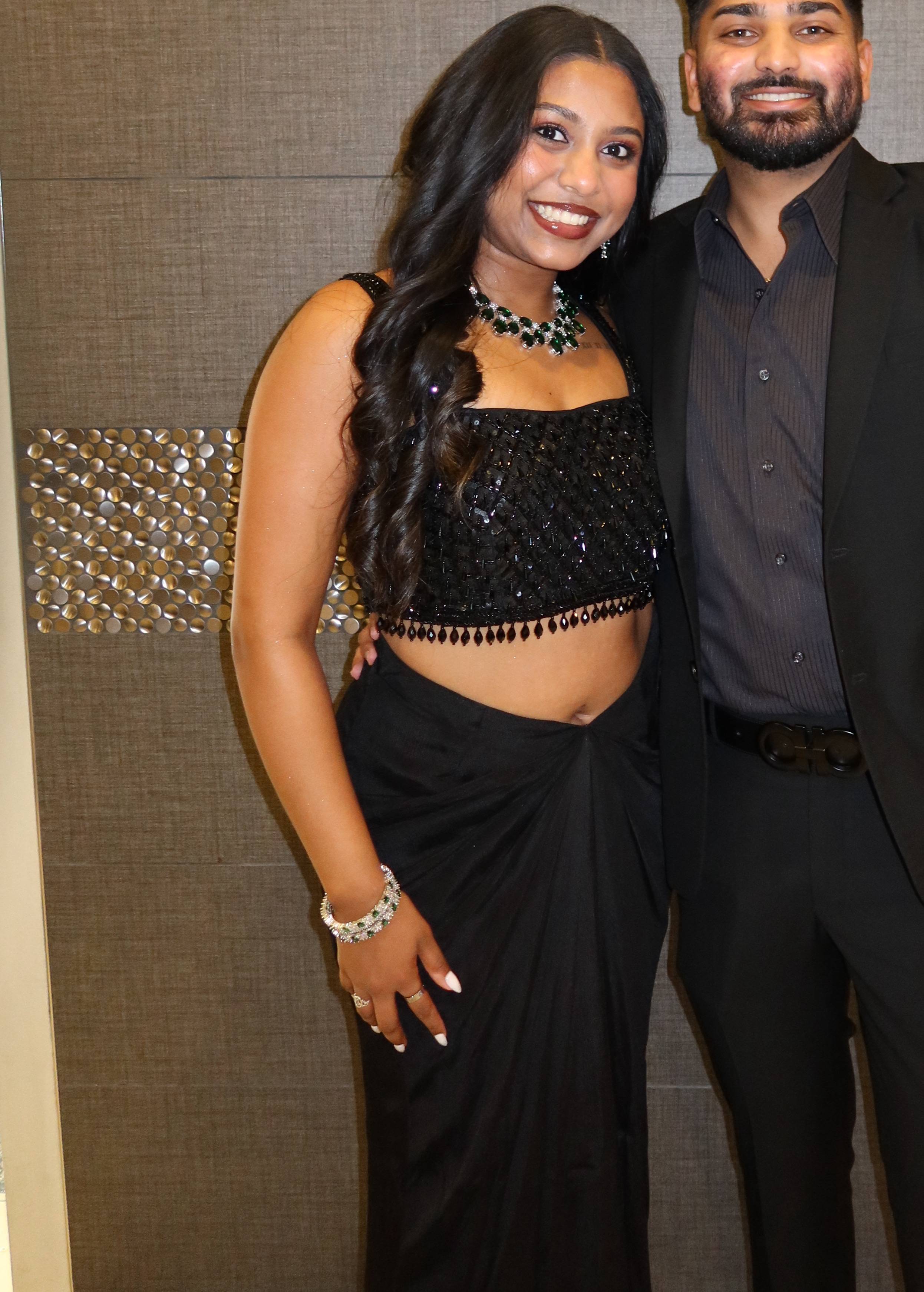 Black Beaded Draped Dhoti Set Image - 1