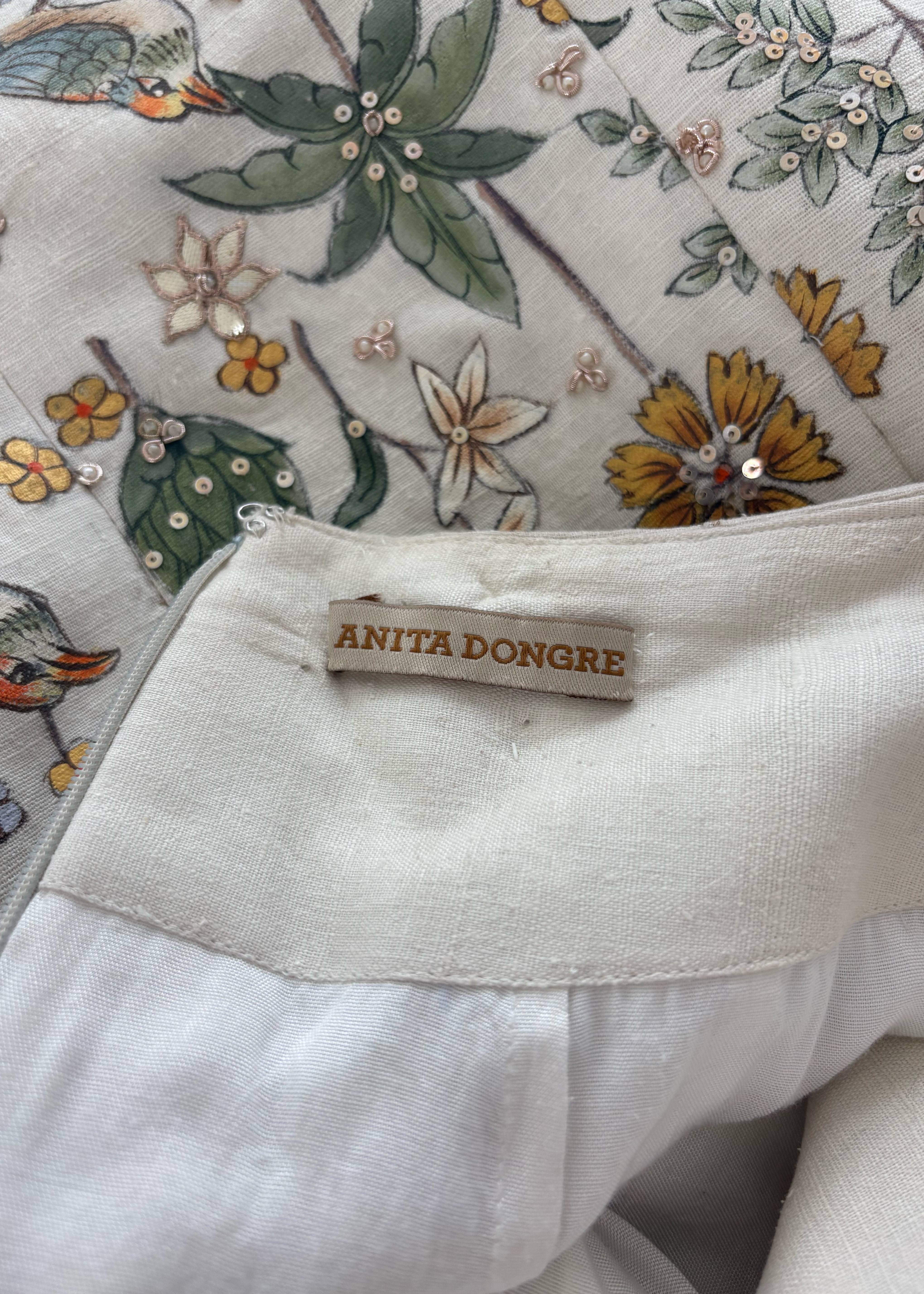 Anita Dongre Urvara Hand-Painted Pichhwai Silk Skirt Set - Ivory XS Worn Once Image - 4