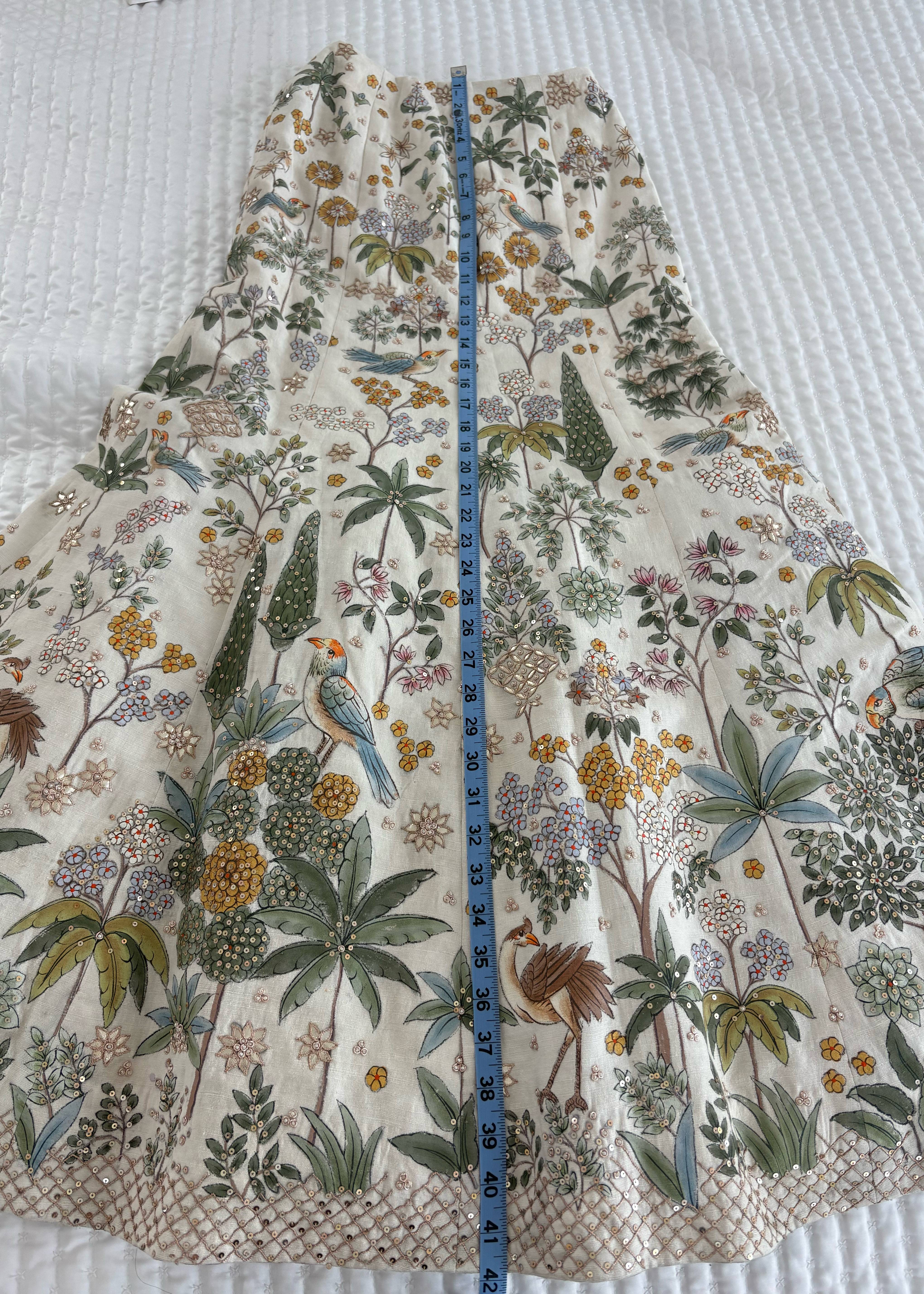 Anita Dongre Urvara Hand-Painted Pichhwai Silk Skirt Set - Ivory XS Worn Once Image - 6