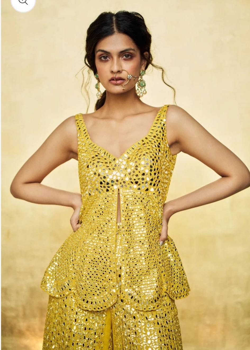 Orange Mirrorwork Sharara Set Image - 3