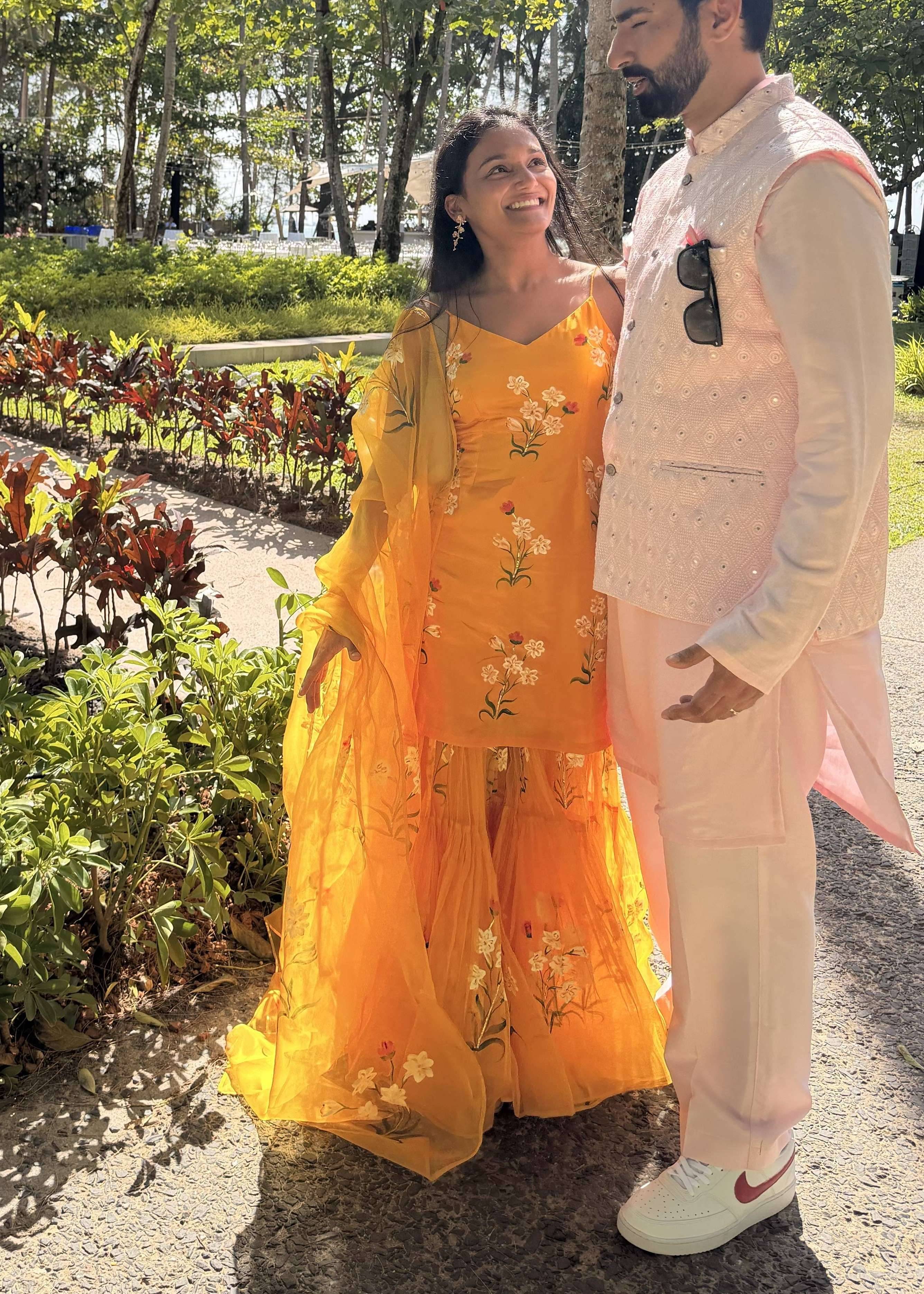 Pichika Orange Floral Anarkali Image - 0