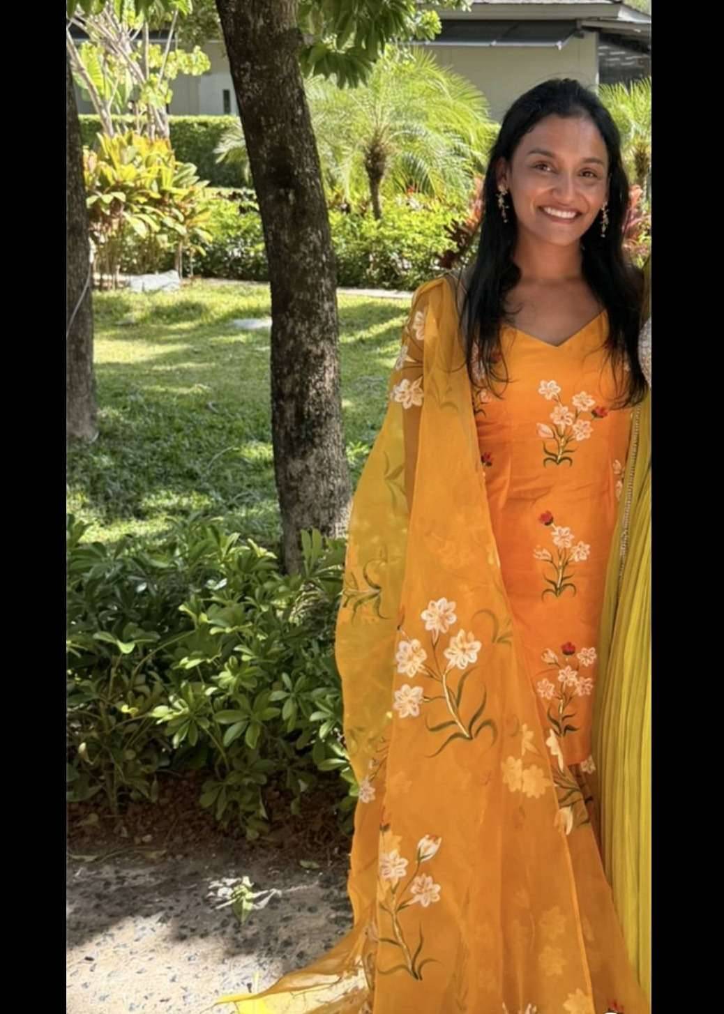 Pichika Orange Floral Anarkali Image - 1