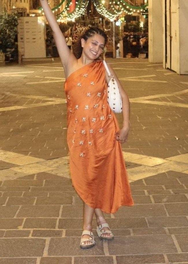 Orange One Shoulder Embellished Dress Image - 0