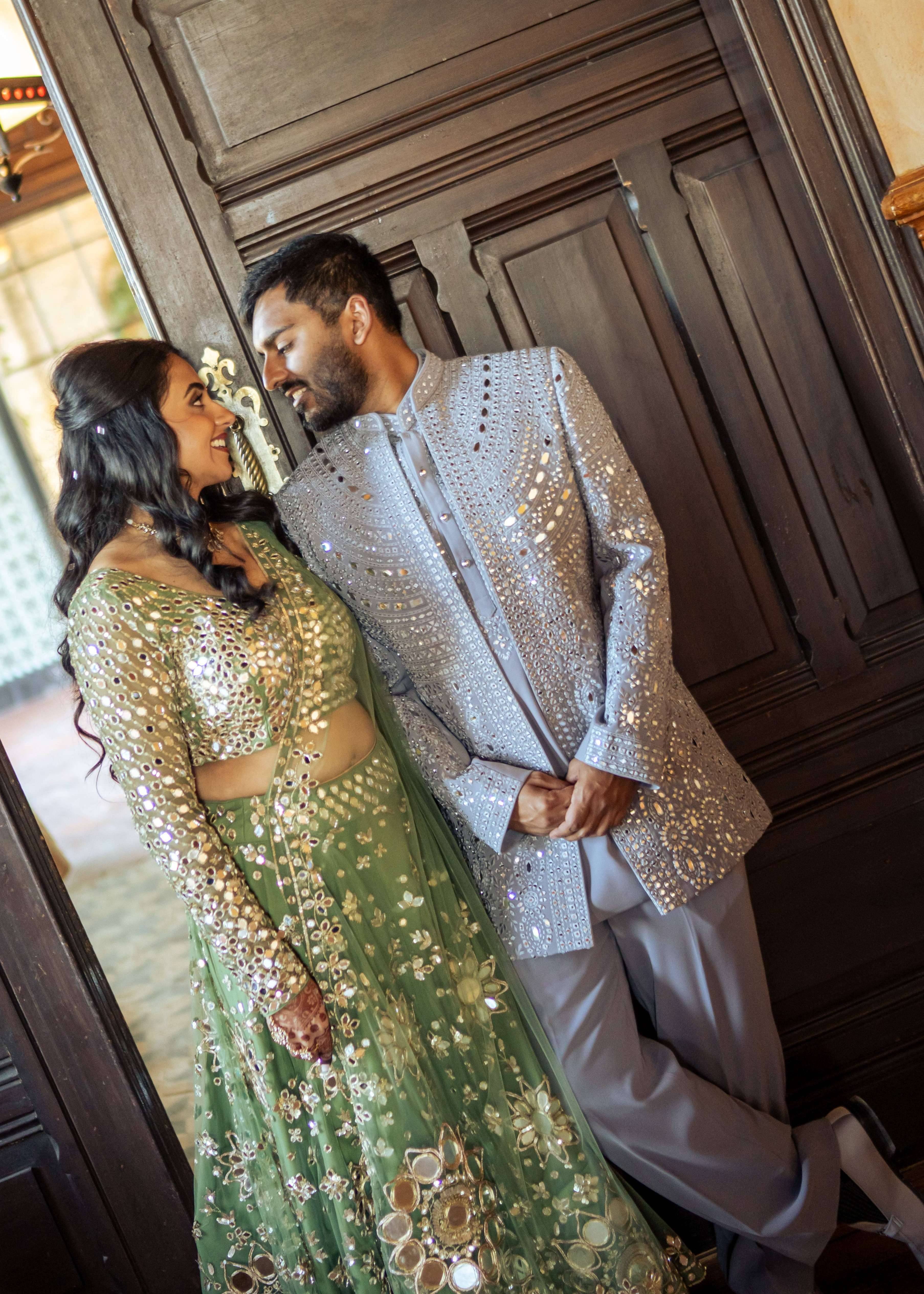 Olive Green Mirrorwork Lehenga Image - 1