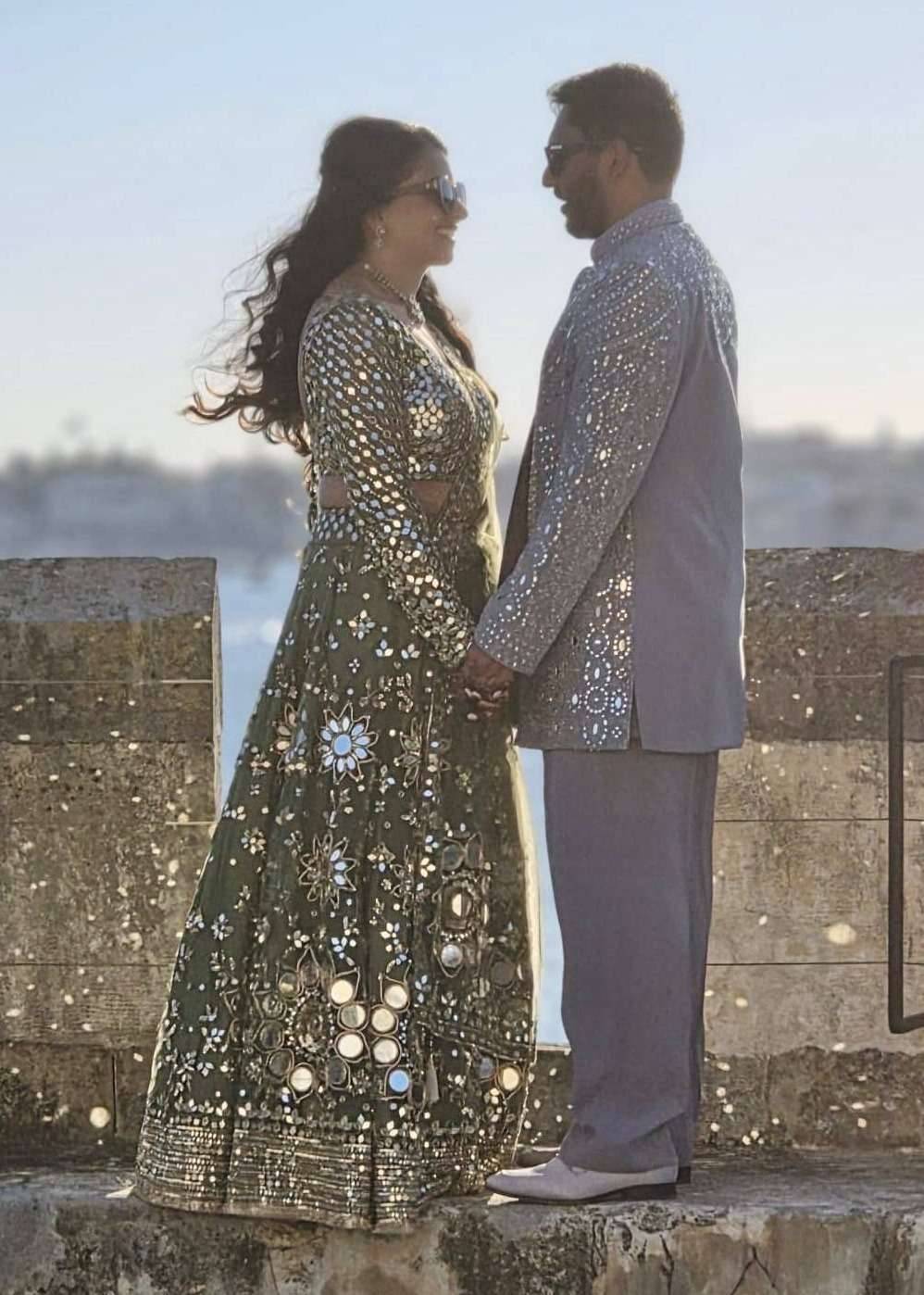Olive Green Mirrorwork Lehenga Image - 2