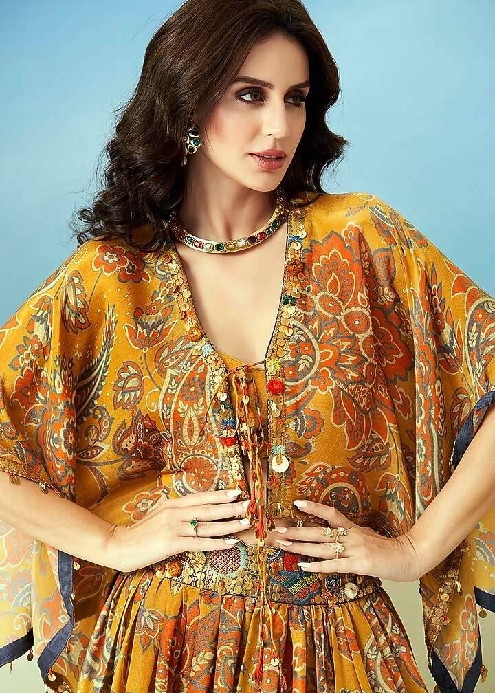 Yellow Paisley Printed Lehenga Set Image - 2