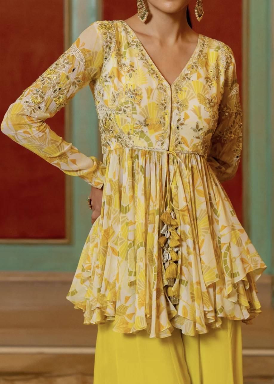 Yellow Peplum Sharara Image - 2