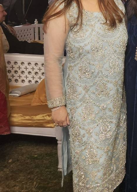 Powder Blue Embroidered Kurta Set Image - 1