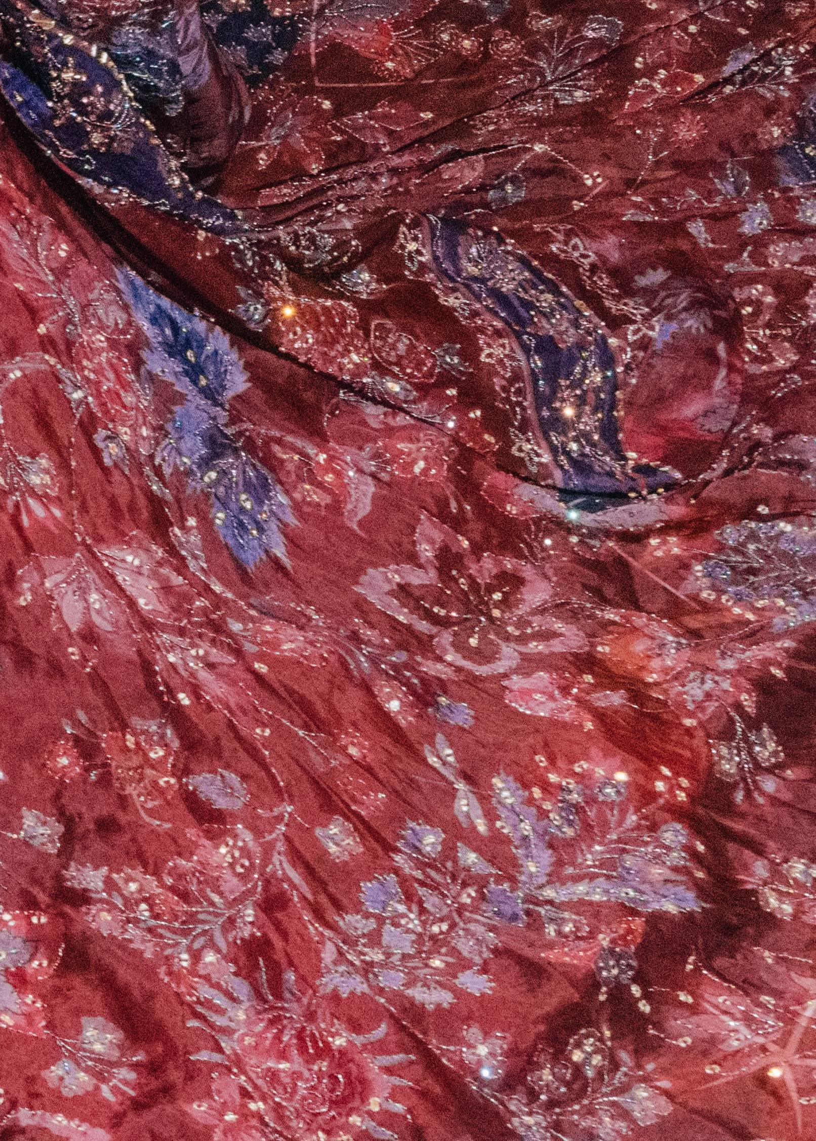 Maroon Floral Embroidered Lehenga Set Image - 1