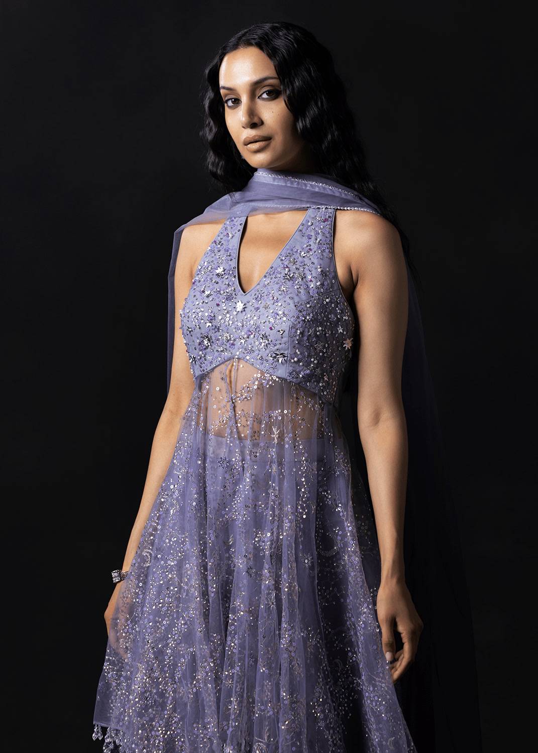 Lavender Celestial Embroidered Sharara Set Image - 1