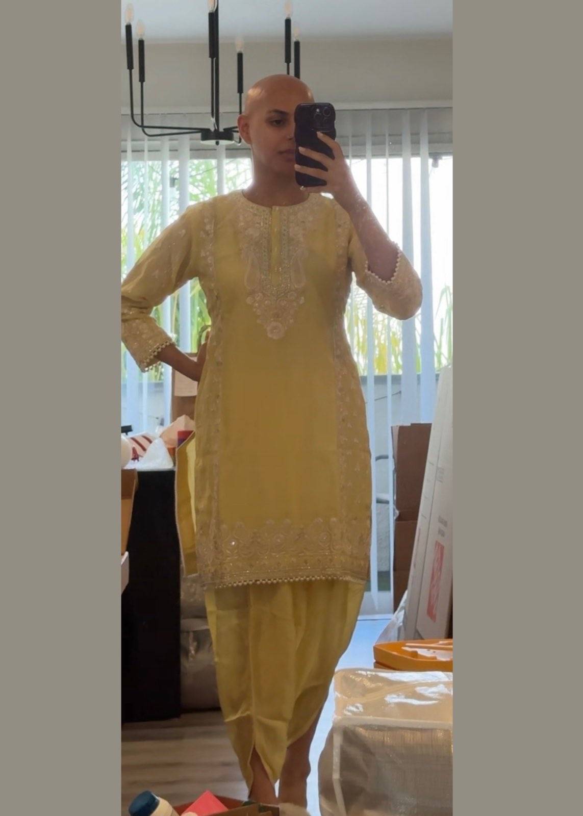 Lemon Yellow Short Kurta Set Image - 1