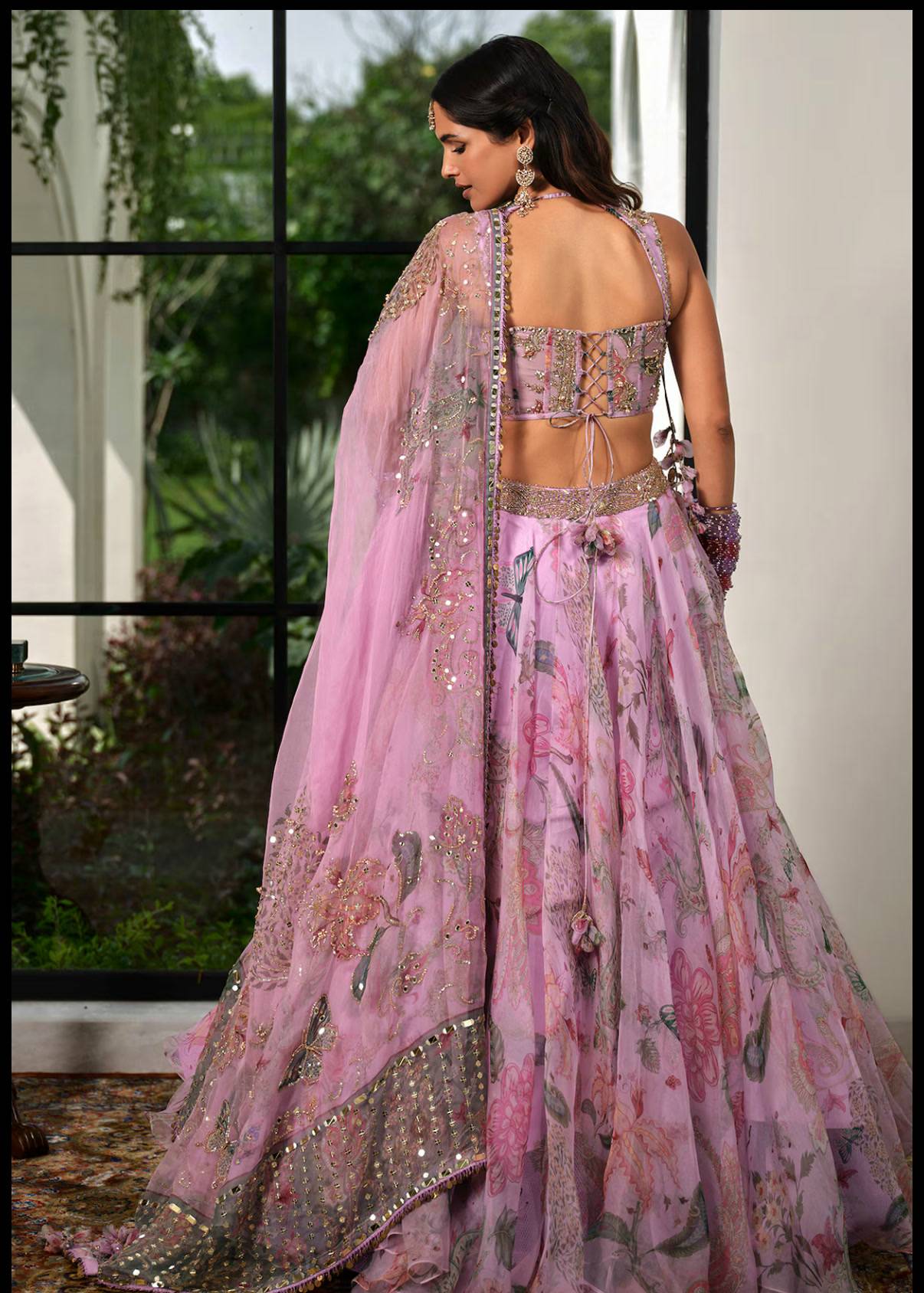 Powder Lilac Floral Lehenga Image - 2