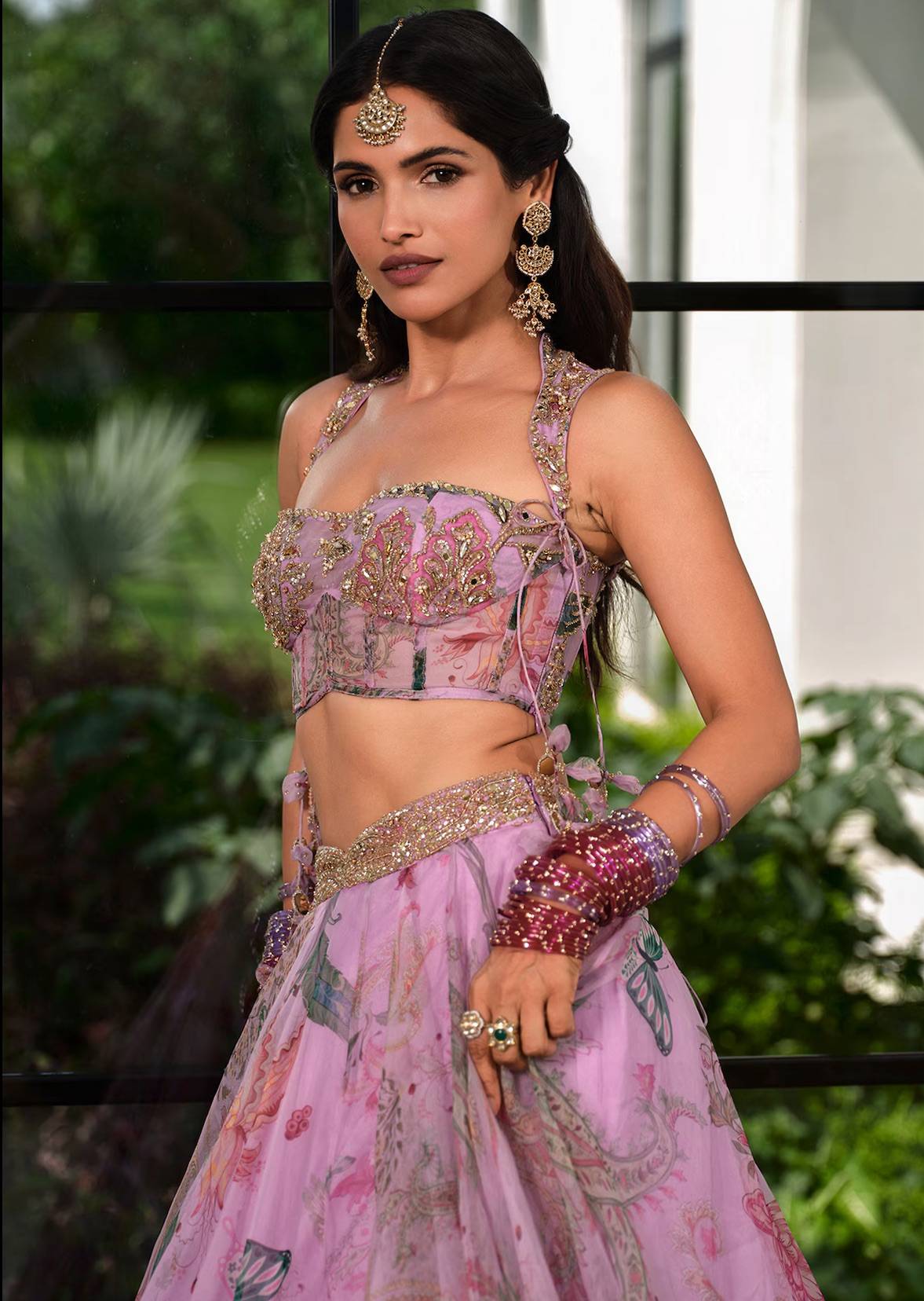 Powder Lilac Floral Lehenga Image - 4