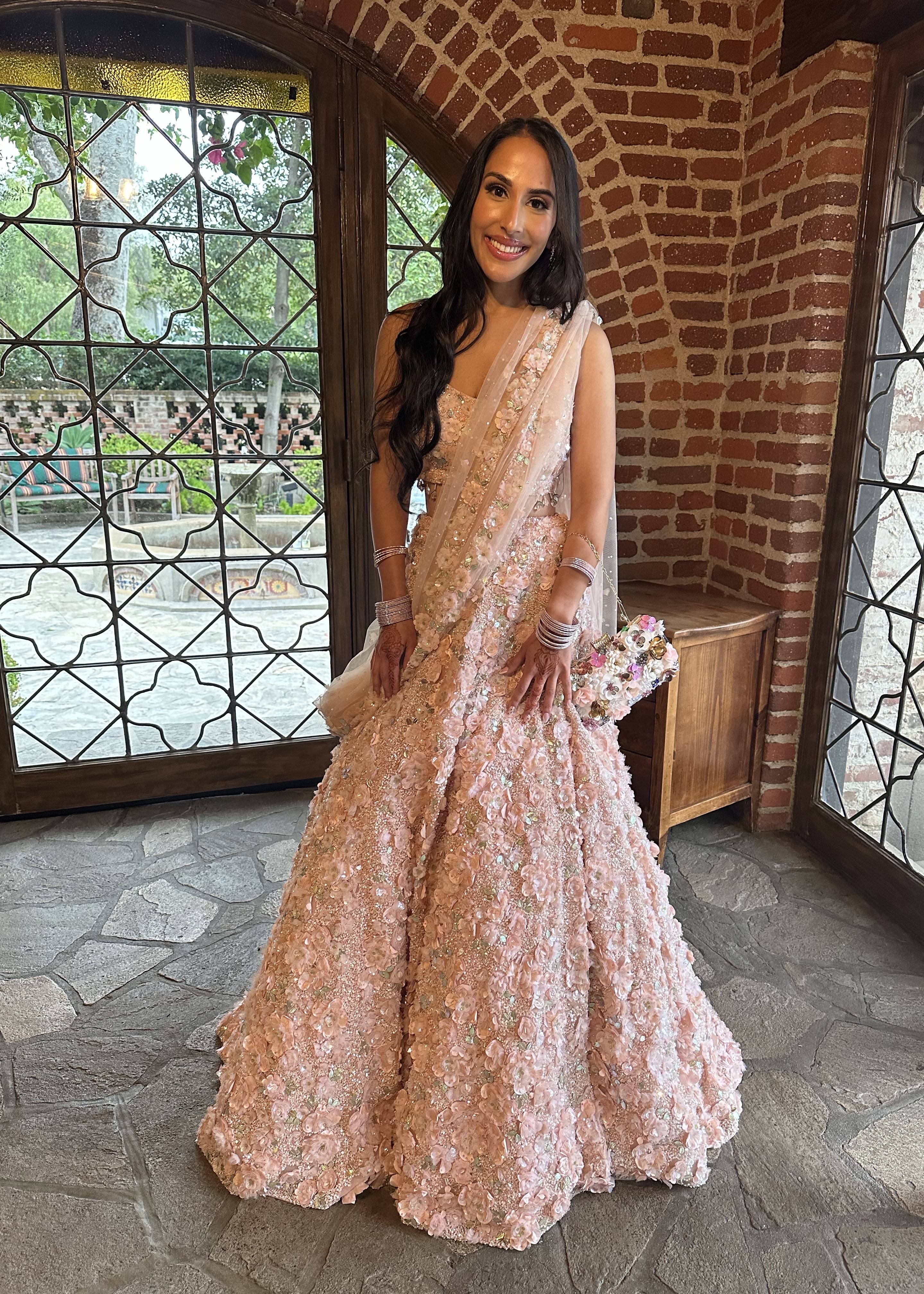 Rose Pink Floral Lehenga  Image - 0
