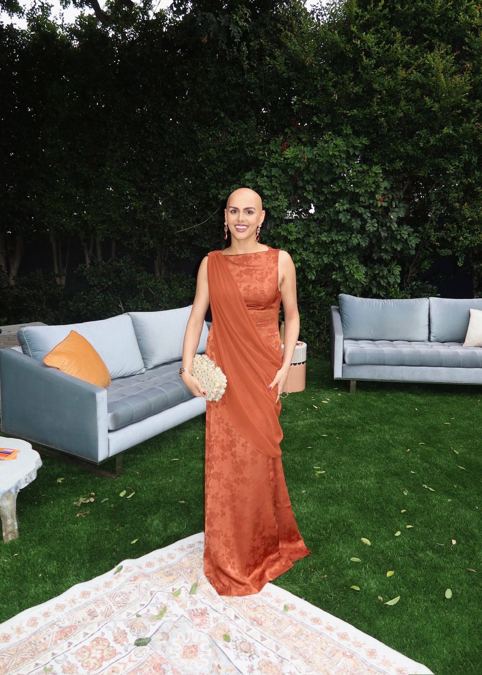 Orange Drape Dress Image - 1