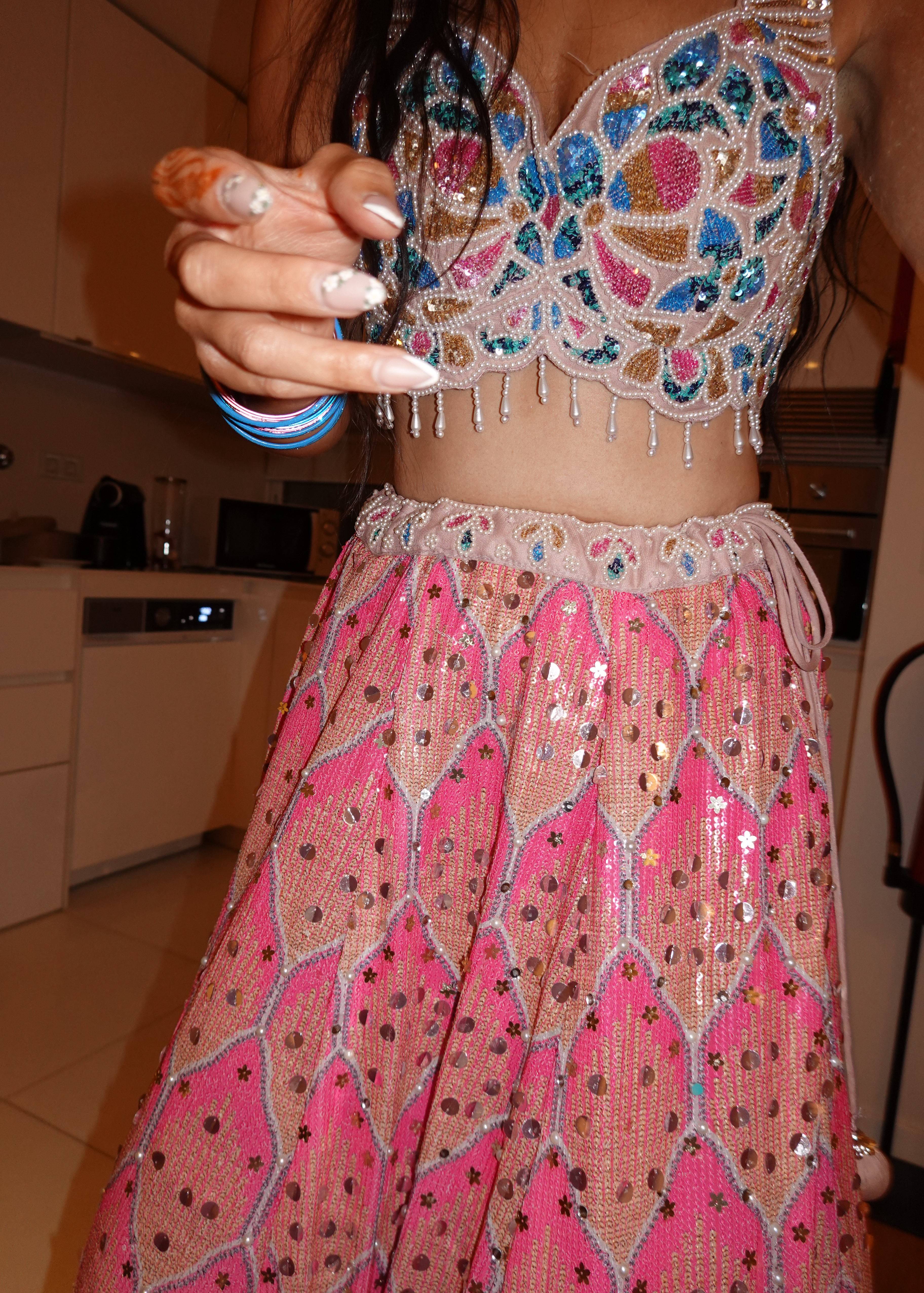 Pink Beaded Sequin Lehenga  Image - 4